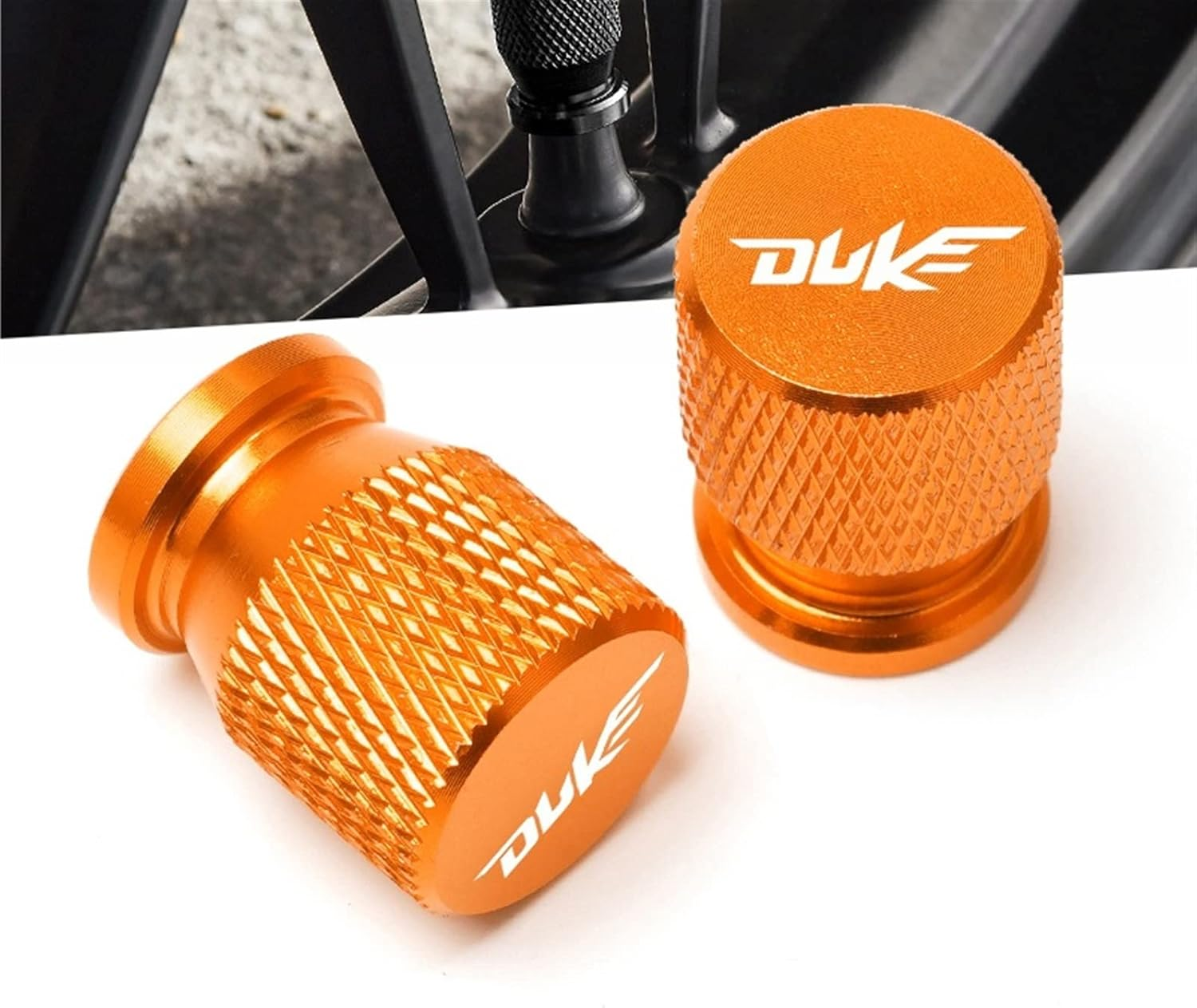 TEAUSA Motorcycle CNC Aluminum Tyre Rim Air Port Cover Tire Valve Wheel Stem Cap Dustproof Cover Fit for KTM Duke 125 200 250 390 690 (Color : Orange)