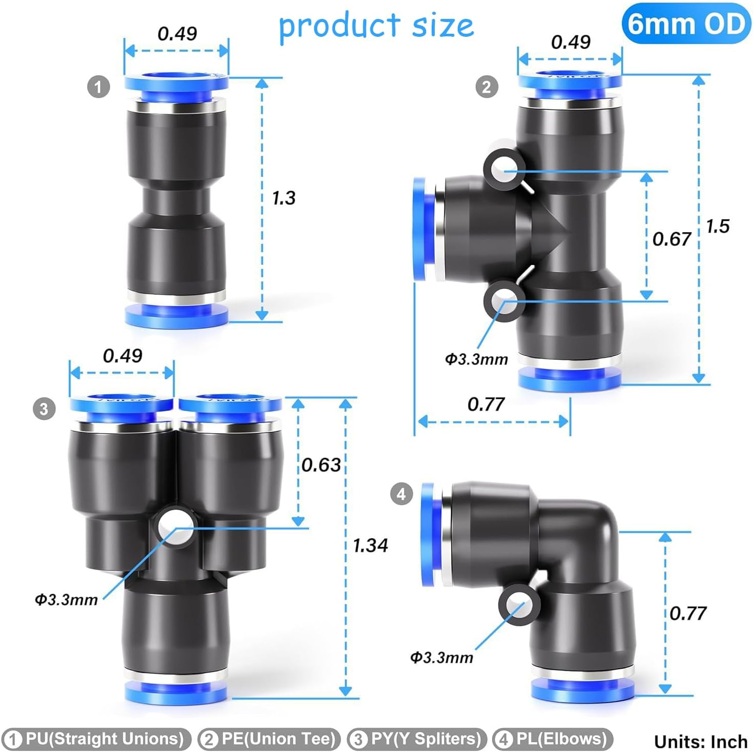 WEZCHUGHAOL ﻿Pneumatic Quick Connect Fittings Kit 40-Piece 6Mm - Leakproof Air Hose Connectors with Corrosion Resistant Brass, Push to Connect Fittings for Compressed Air Systems image number 4
