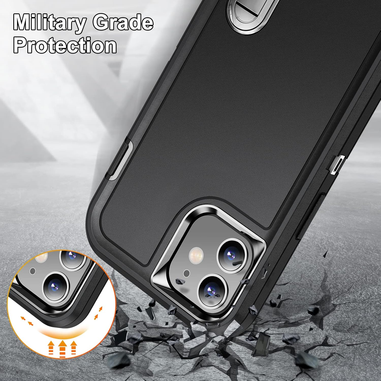 Shockproof Case for Iphone 11 Case with Kickstand,Military Grade Drop Protective,Heavy Duty Hard Back 3-Layer Protective Phone Cover for Iphone 11 (Black) image number 2