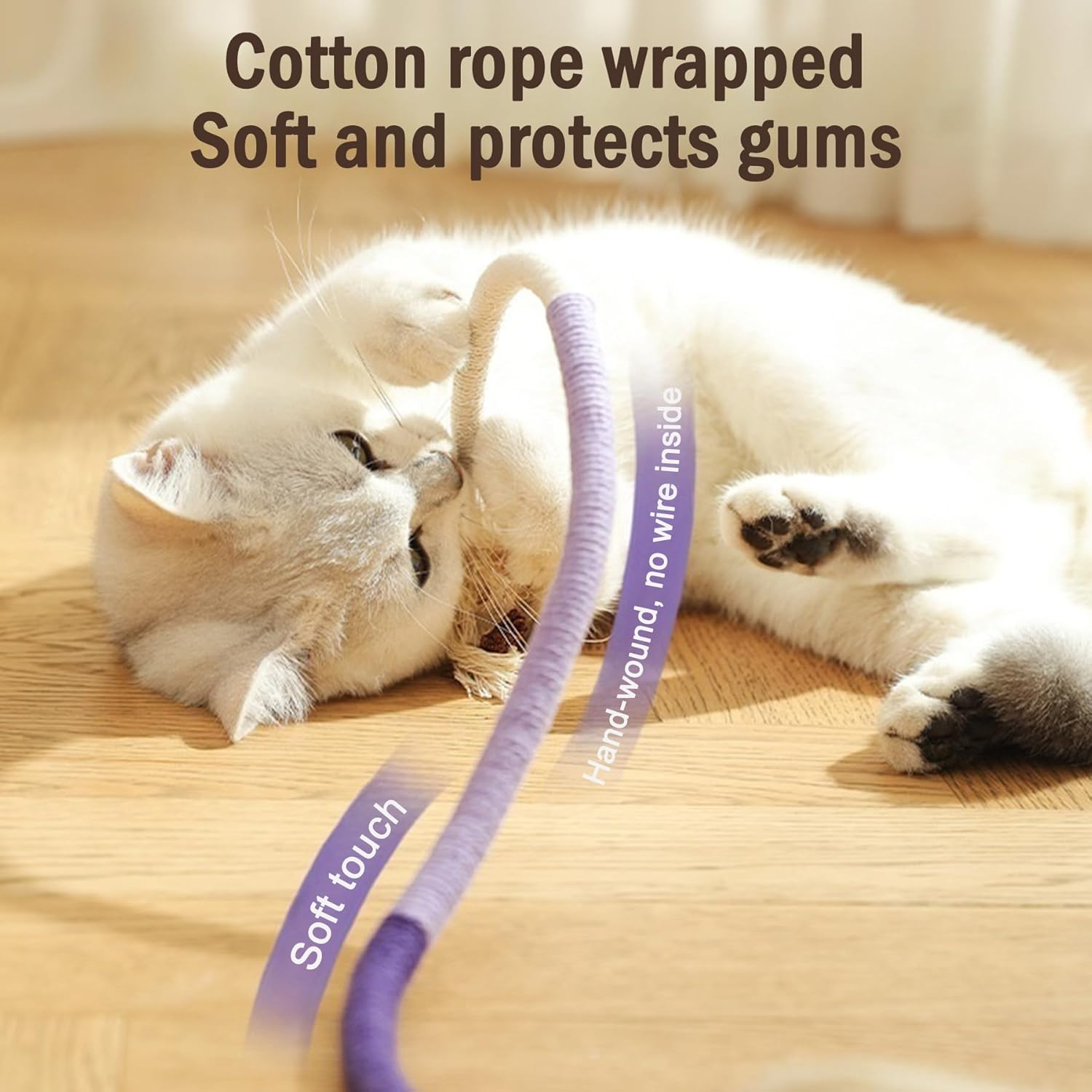 3-Pack Cat Chew Rope Toys with Refillable Catnip &ndash; Safe Organic Teething & Dental Cleaning Toys for Indoor Kittens & Cats &ndash; Interactive Catnip Toys for All Breeds image number 3