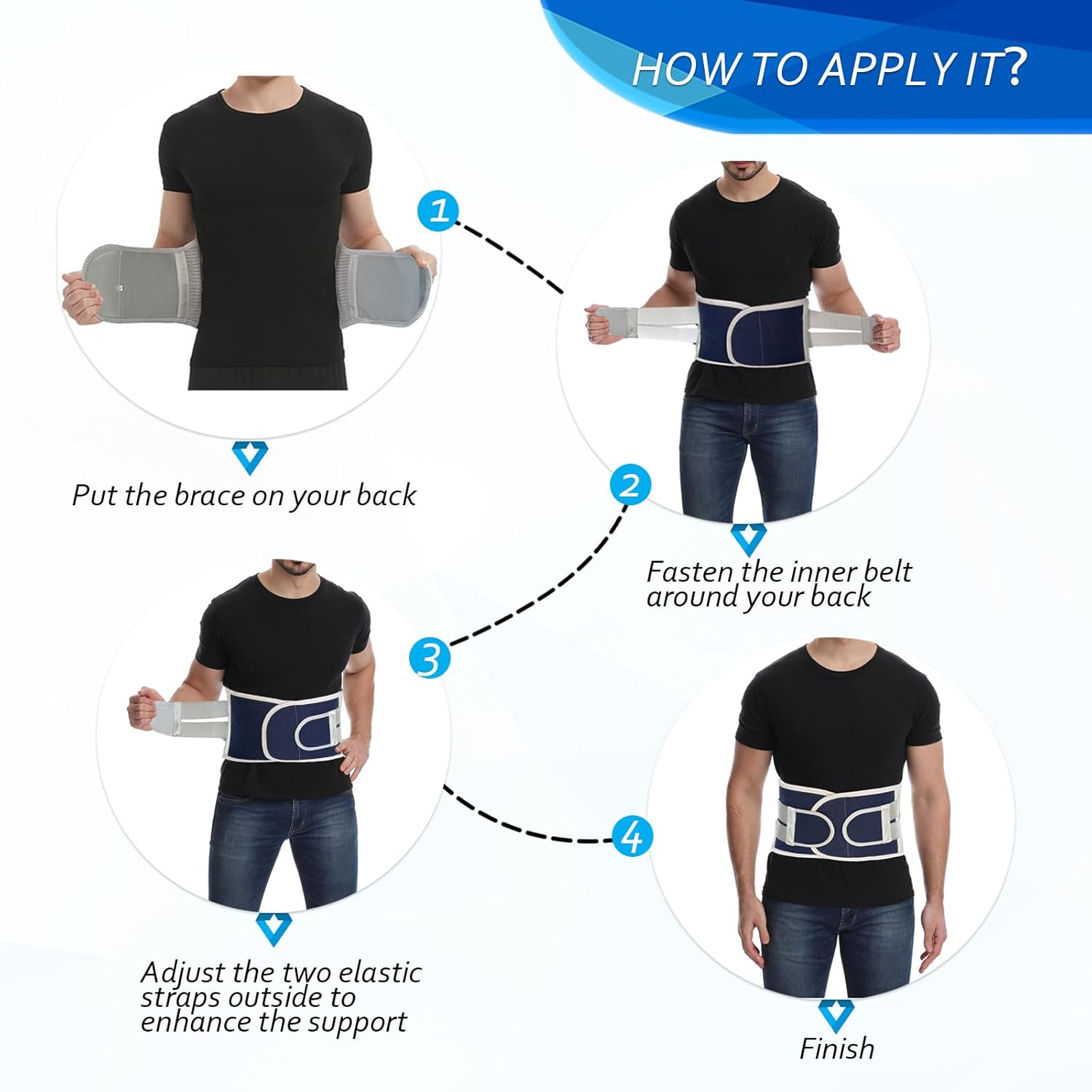 Avaneeny Back Brace for Lower Back Pain Relief from Herniated Disc, Sciatica & Scoliosis, Adjustable Lumbar Support Belt for Women & Men, Back Support Belt with Breathable Air Mesh Design-Medium image number 3