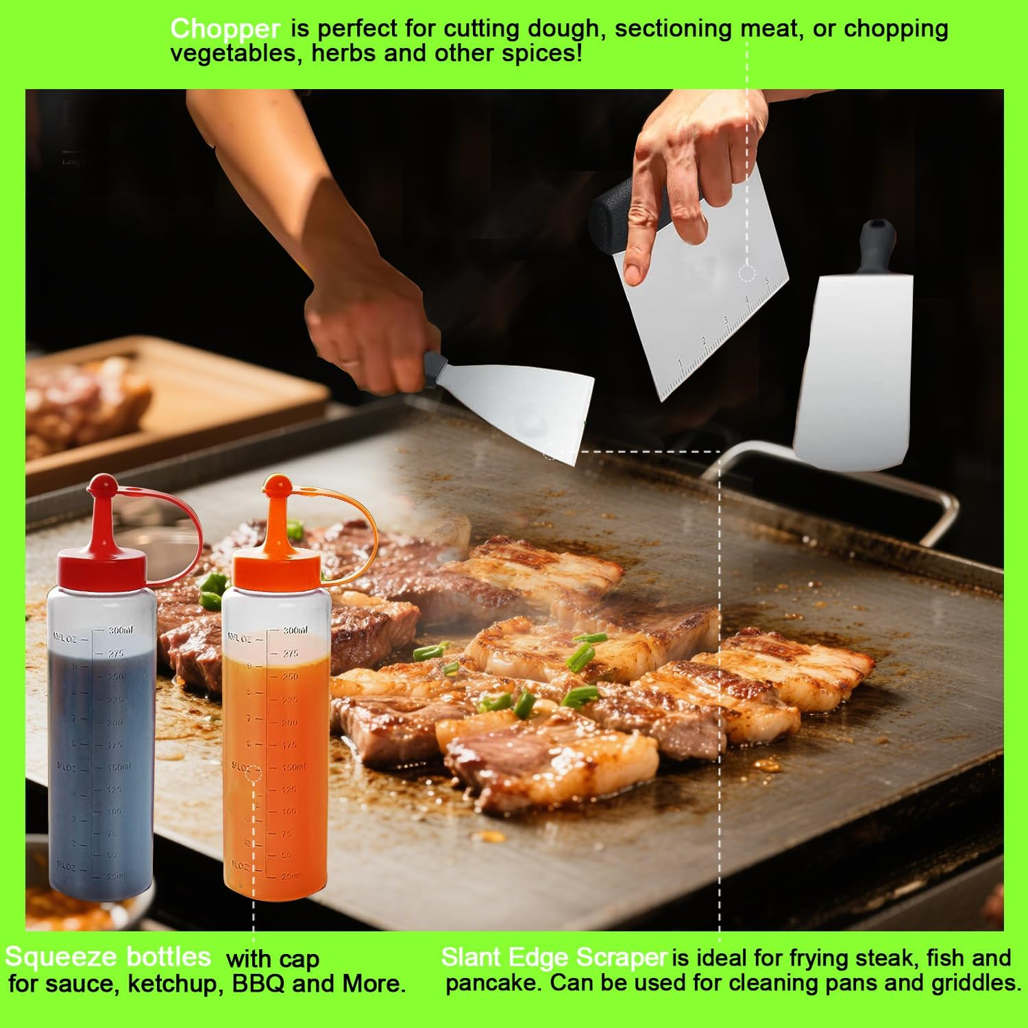 35PCS Griddle Accessories Kit, Flat Top Grill Accessories Set for Blackstone and Camp Chef, Grill Spatula Set with Enlarged Spatulas, Basting Cover, Scraper Tools for Outdoor Backyard Garden Barbecue image number 2