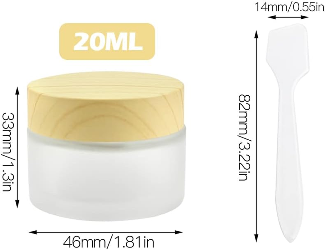 Wocpvm 20 Ml Cream Container Empty Glass Jar Matte Clear Glass Jar Ointment Jar Clear Glass Cosmetic Jar Clear Jar with Cream Spoon and Liner for Cream, Cosmetics, Lotion (Pack of 6) image number 2