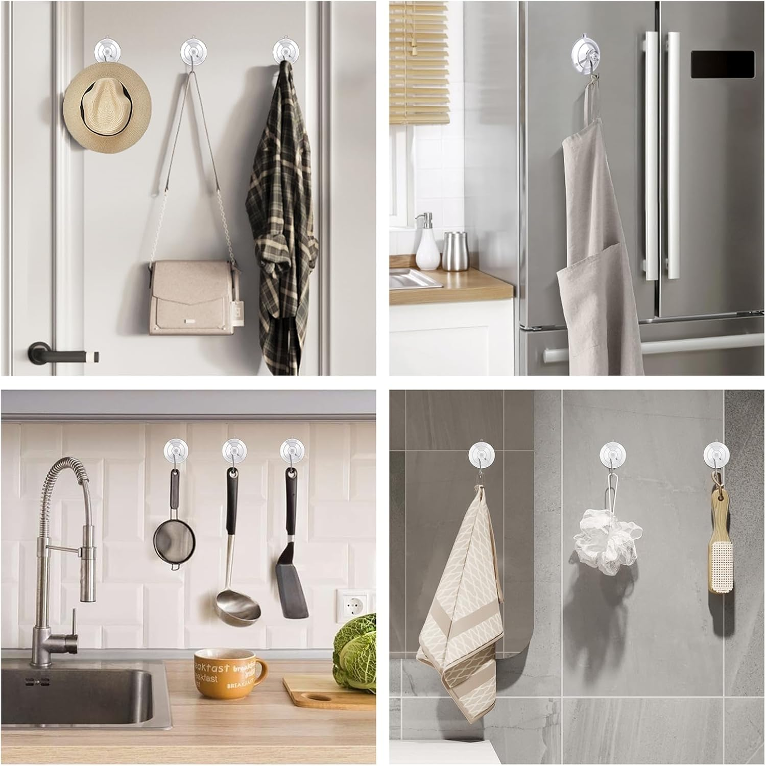 KORCCI Suction Cup Hooks 12Pack - Max Load 10LB, 1.77Inch Clear Small Suction Cups, No Trace, Reusable & Removable, Stainless Steel Hooks, for Tile, Glass, Window, Shower, Kitchen, Bathroom image number 6