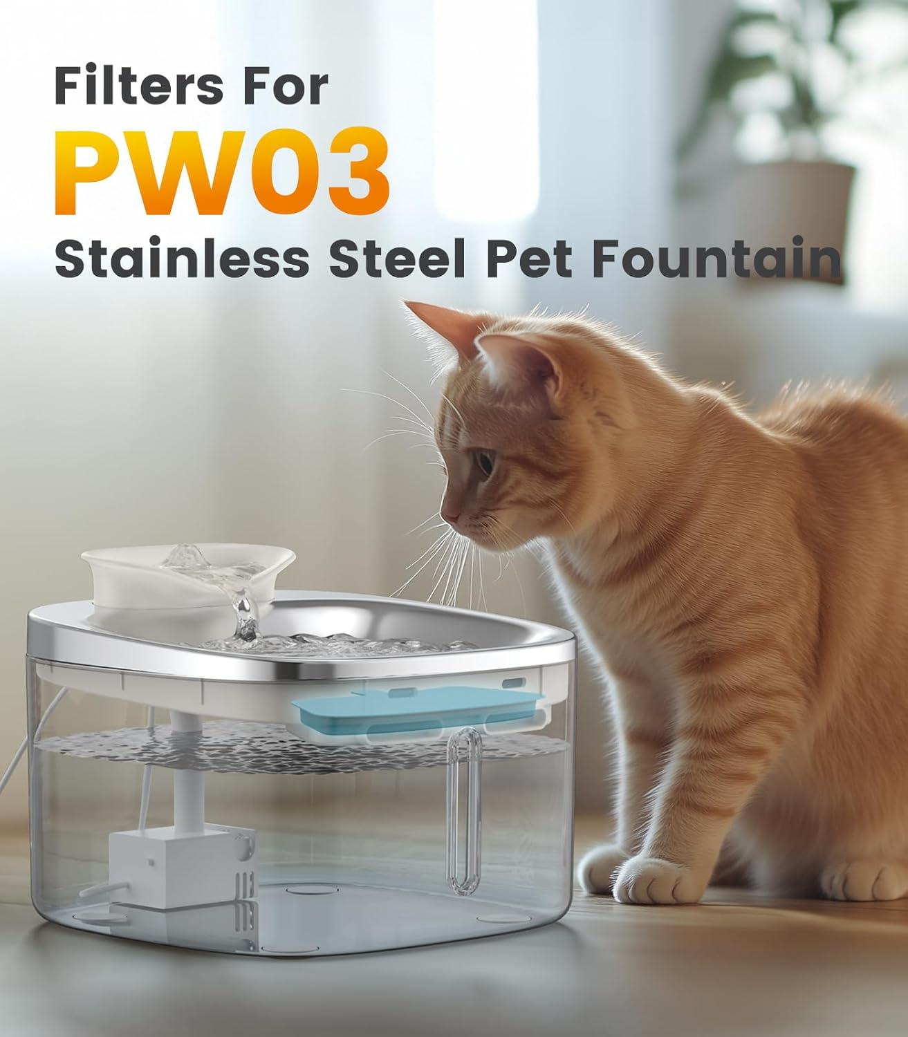 Oneisall 8Pcs Replacement Filters for PW03 3.5L Cat Water Fountain （For Fountain in Model PW03 image number 4