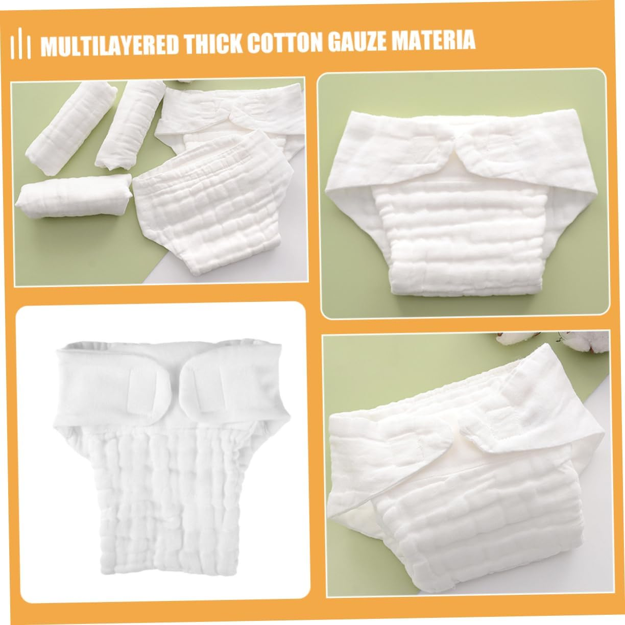 Kisangel 5Pcs Reusable Nappy Liners Soft Cotton Inserts for Diapers Washable and Absorbent Months for Comfort and Skin Protection image number 4