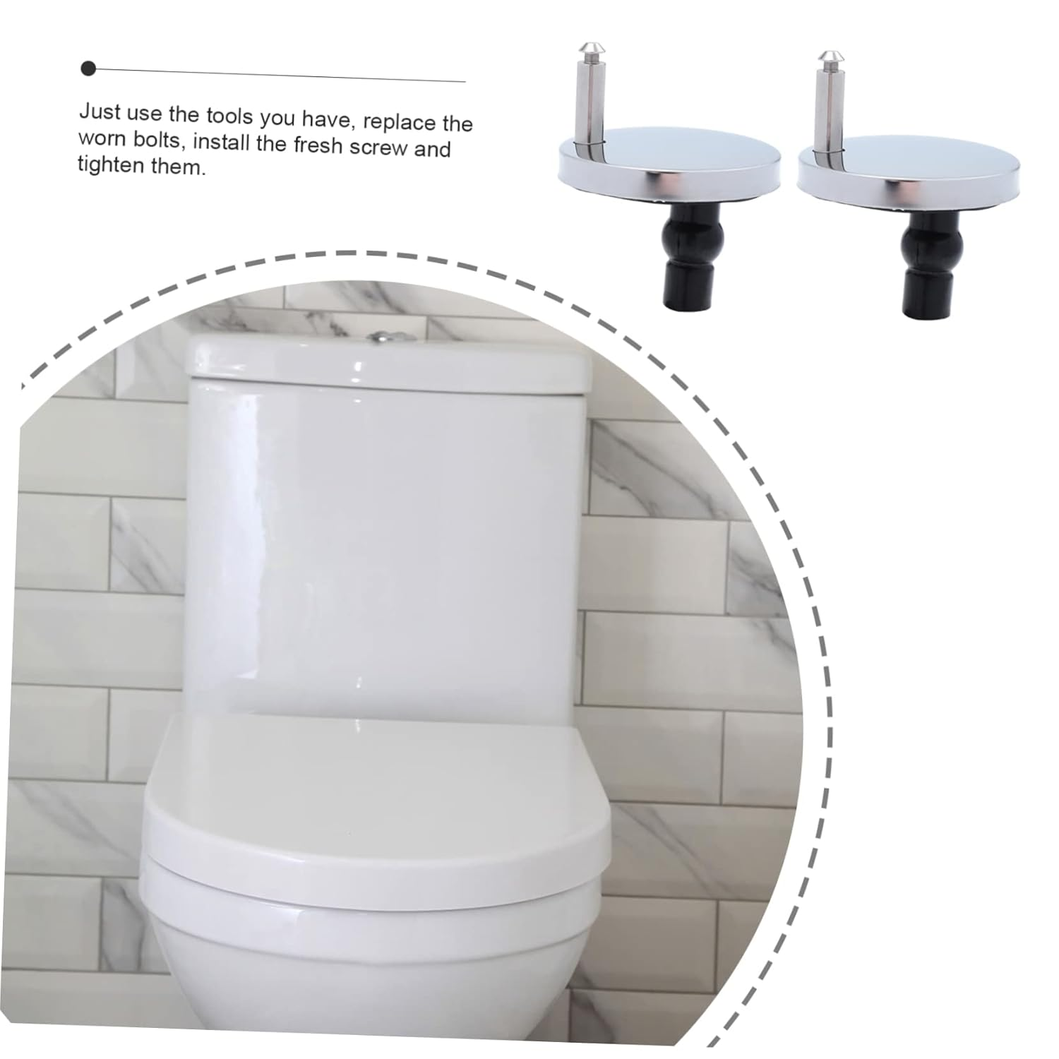 BUTIFULSIC Toilet Fixing Screws Toilet Seat Bolts Toilet Screw Replacement and Rubber Pads Stainless Steel 2Pcs