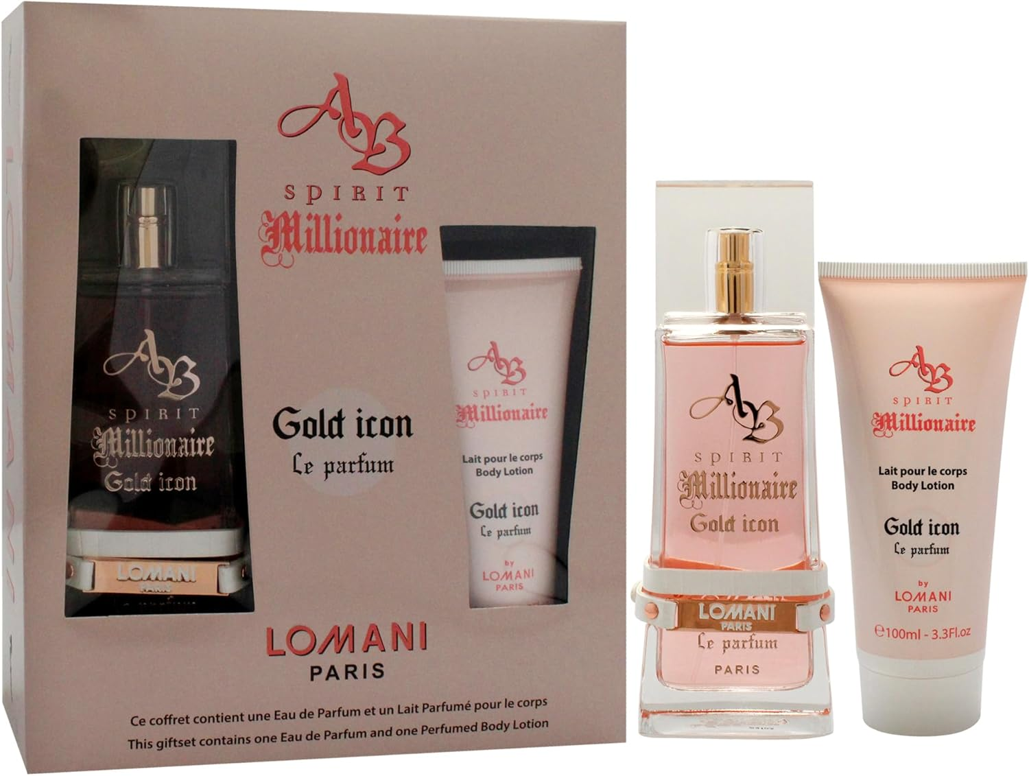 AB Spirit Millionaire Le Parfum Gold Icon by Lomani for Women - 2 Pc Gift Set 3.3Oz EDP Spray, 3.3Oz Body Lotion image number 2