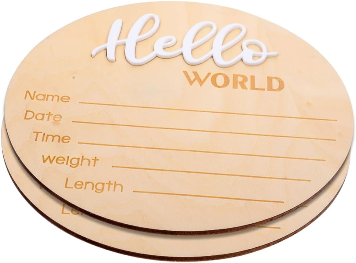 INOOMP 2Pcs Wooden Name Sign for Nursery Decor Birth Announcement Sign Newborn Name Photo Prop image number 3