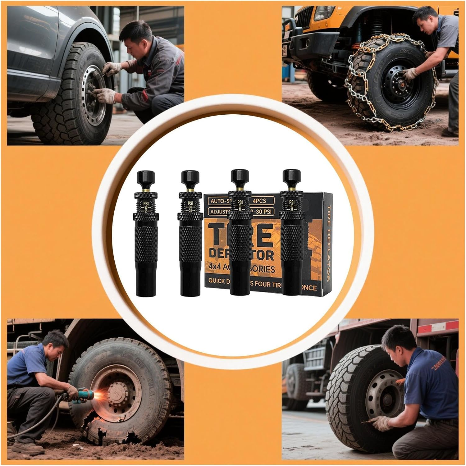 Acunny Tire Deflator for Deflation - 4 Tyre Deflator Valves Kit, Portable Wind Valve for Automotive Adventure Equipment for Motorcycle, Truck, Bike, Camping, Outdoor Travel image number 5