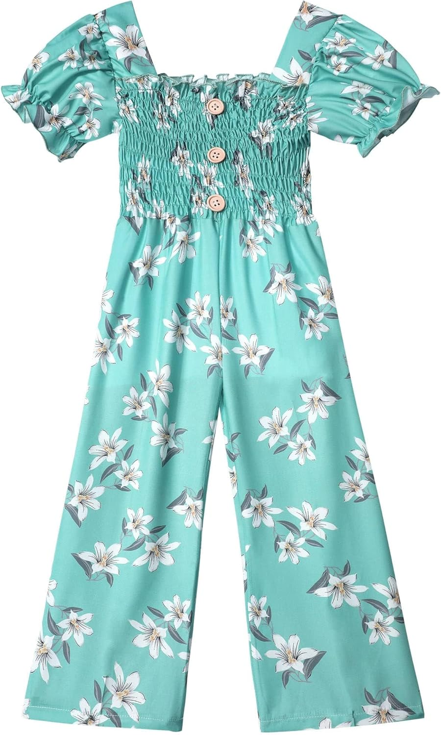 BAVADER One-Piece Girls Romper Jumpsuit, Kids Girls Short Ruffled Flutter-Sleeve Clothes Print Outfits Set for 5-9 Years