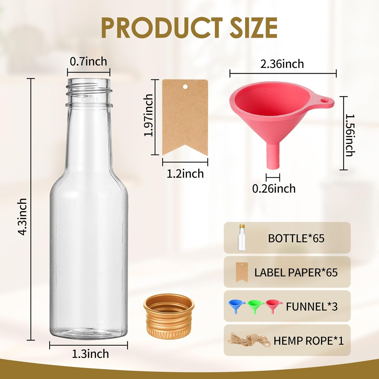 Small Liquor Bottles, Shooter Bottles, 65 Pcs Mini Liquor, 1.7Oz Each for Party Favors and Weddings image number 1