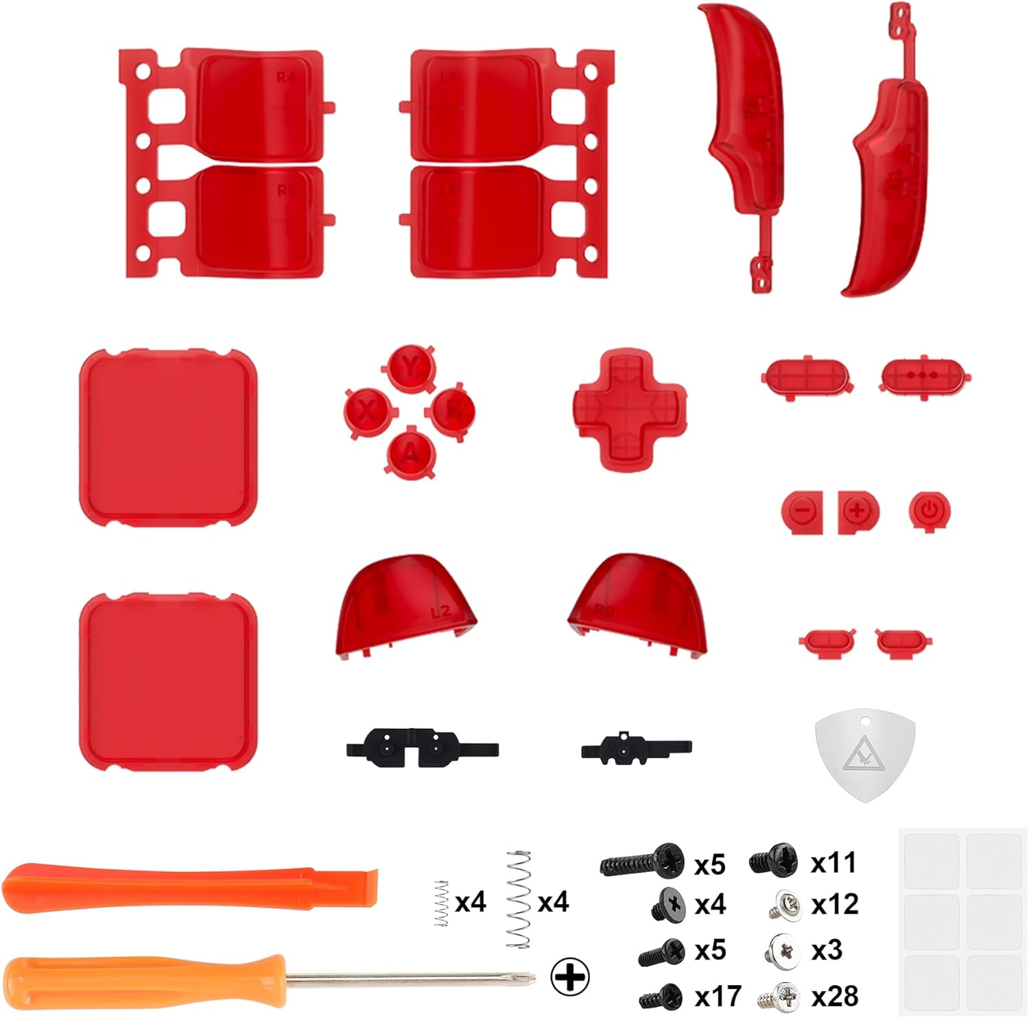 Extremerate Clear Red Replacement Full Set Buttons for Steam Deck, DIY Custom ABXY D-Pad Trackpad Bumpers Triggers Buttons Screwdriver Tools for Steam Deck LCD Handheld Console - Console NOT Included image number 3