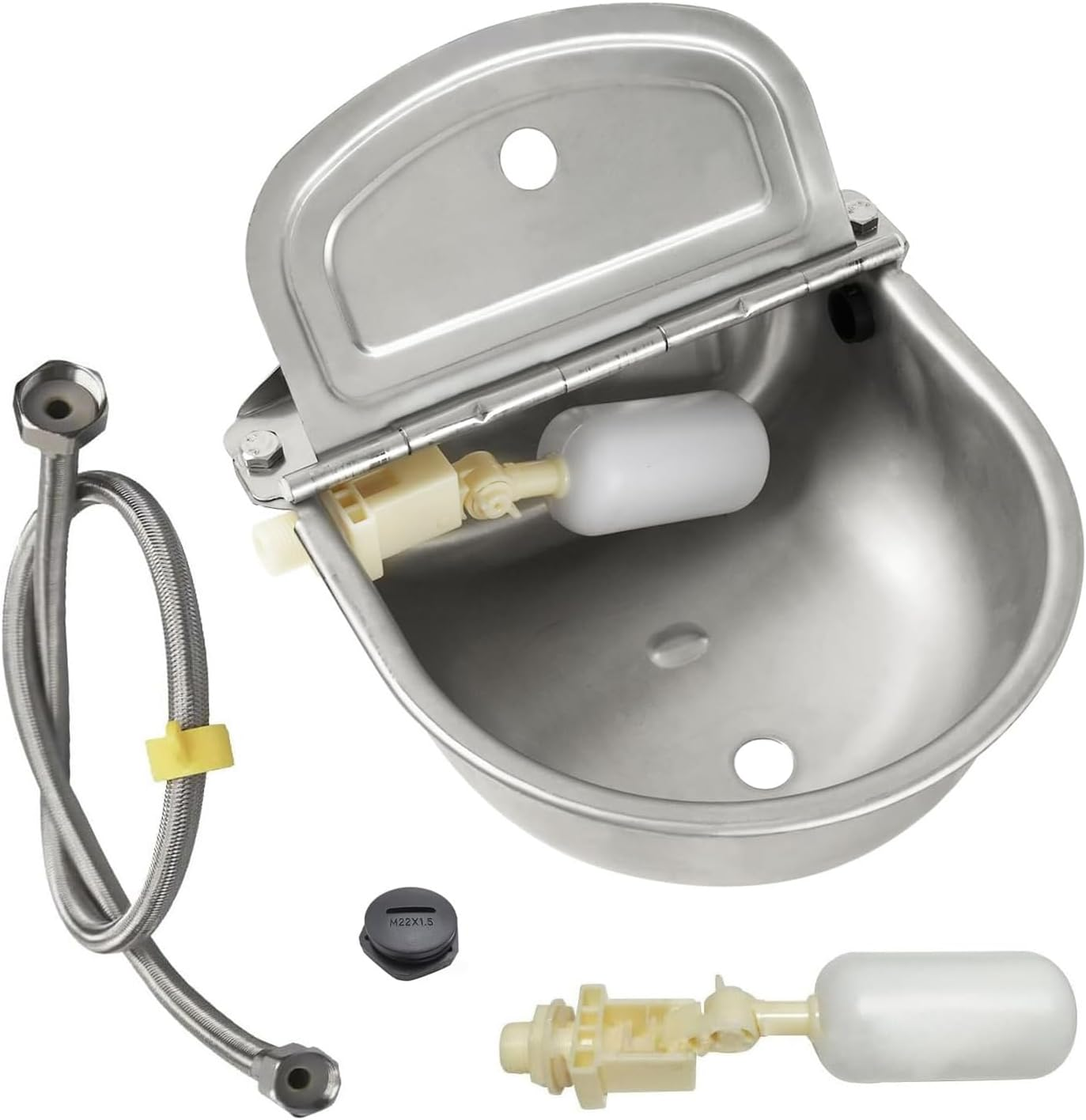 2 Pack Stainless Steel Automatic Float Valve for Water Trough, Automatic Water Level Control Float Valve with Adjustable Arm, Shut off Valve with High-Pressure for Goat, Horse, Livestock, Cattle, Dog