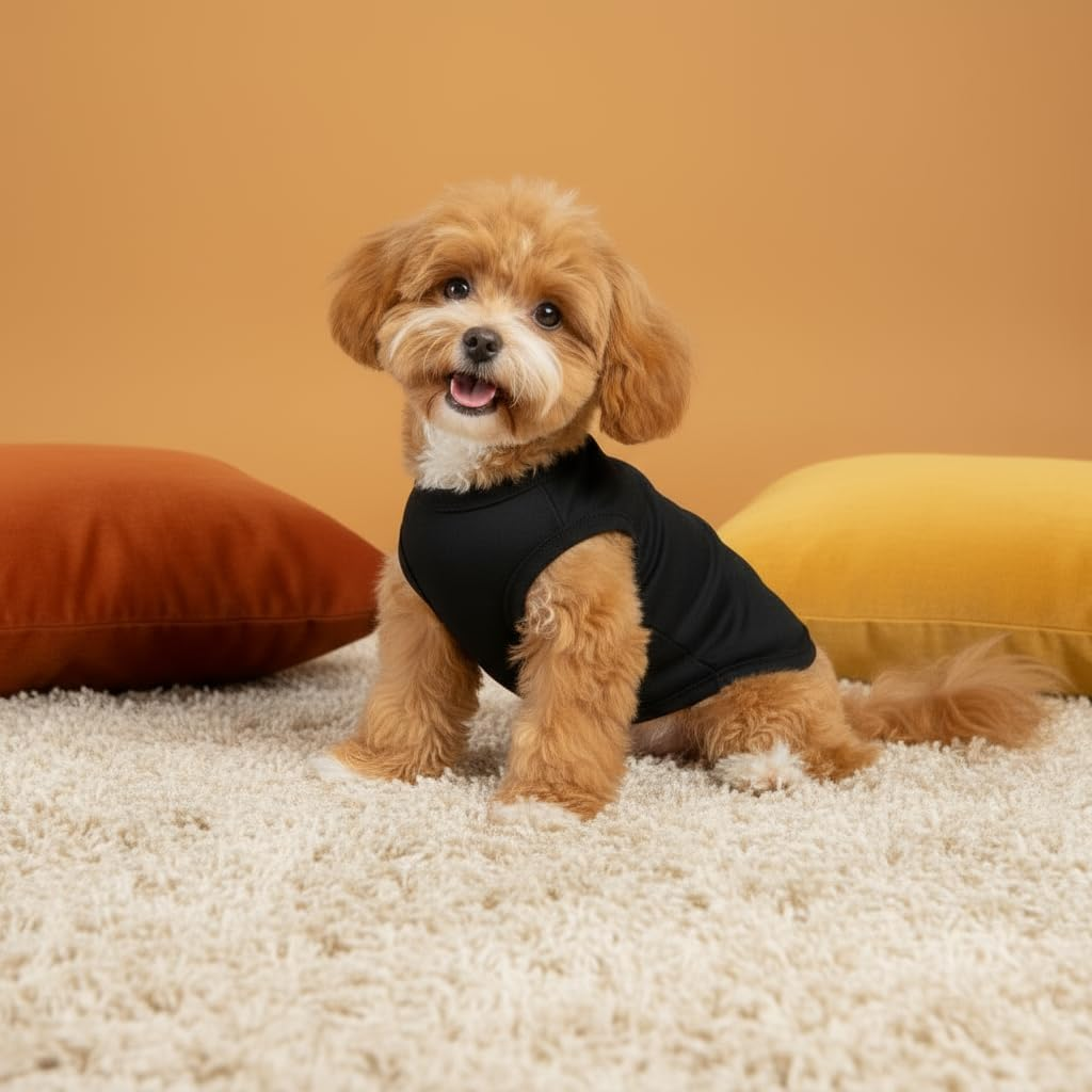 Chol & Vivi Dog Shirts Clothes, Dog Clothes T Shirt Vest Soft and Thin, 2Pcs Blank Shirts Clothes Fit for Extra Small Medium Large Extra Large Size Dog Puppy, Medium Size, Black and White