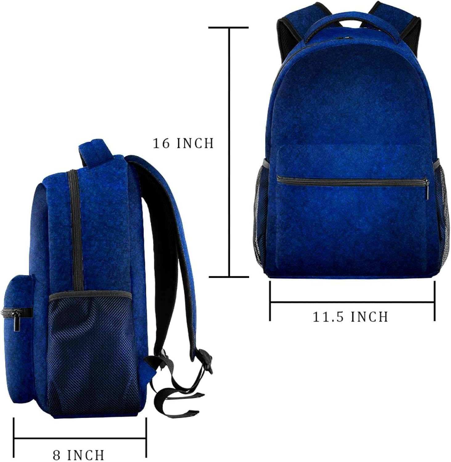 Dark Blue Vintage Grunge Backpack Students Shoulder Bags Travel Bag College School Tote Backpacks image number 3