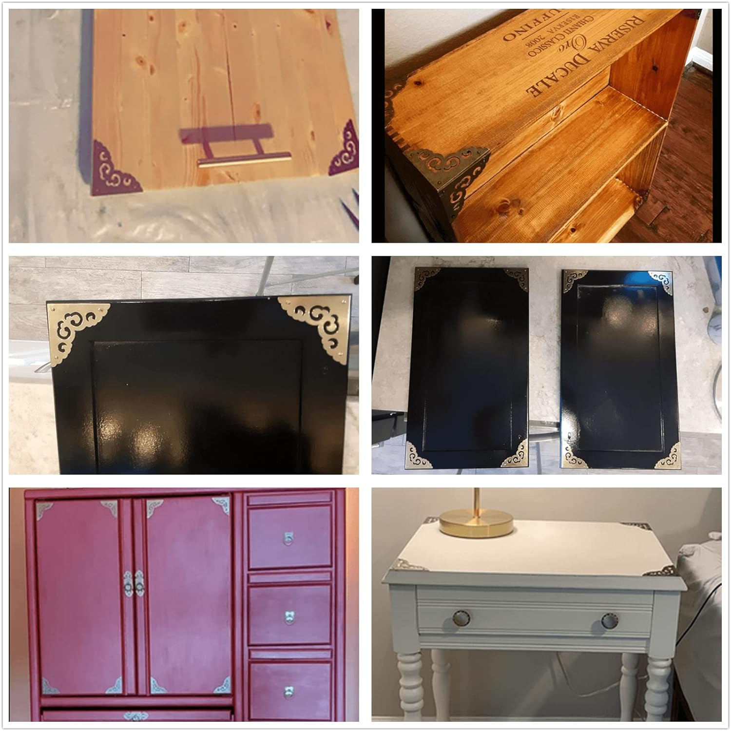 4Pcs 2.5" Brass Flat Corners Bracket for Box Cabinet Decorative Furniture Hardware, Antique Brass image number 1