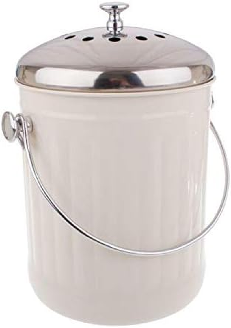 Home Compost Bin Waste Composter Food Garden Recycling Scrap Trash White 5L