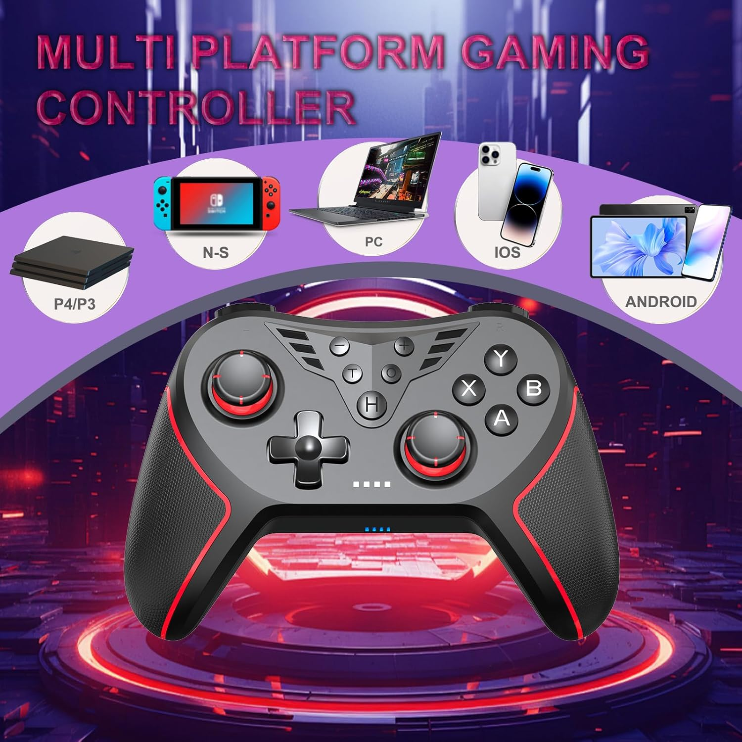 Multi-Platform Wireless Gaming Controller with 2.4G Receiver Adapter,With Hall Joystick Programmable Buttons, 4-Level Vibration, Compatible with Android/Ios/Pc/Ps3/Ps4/Switch image number 3