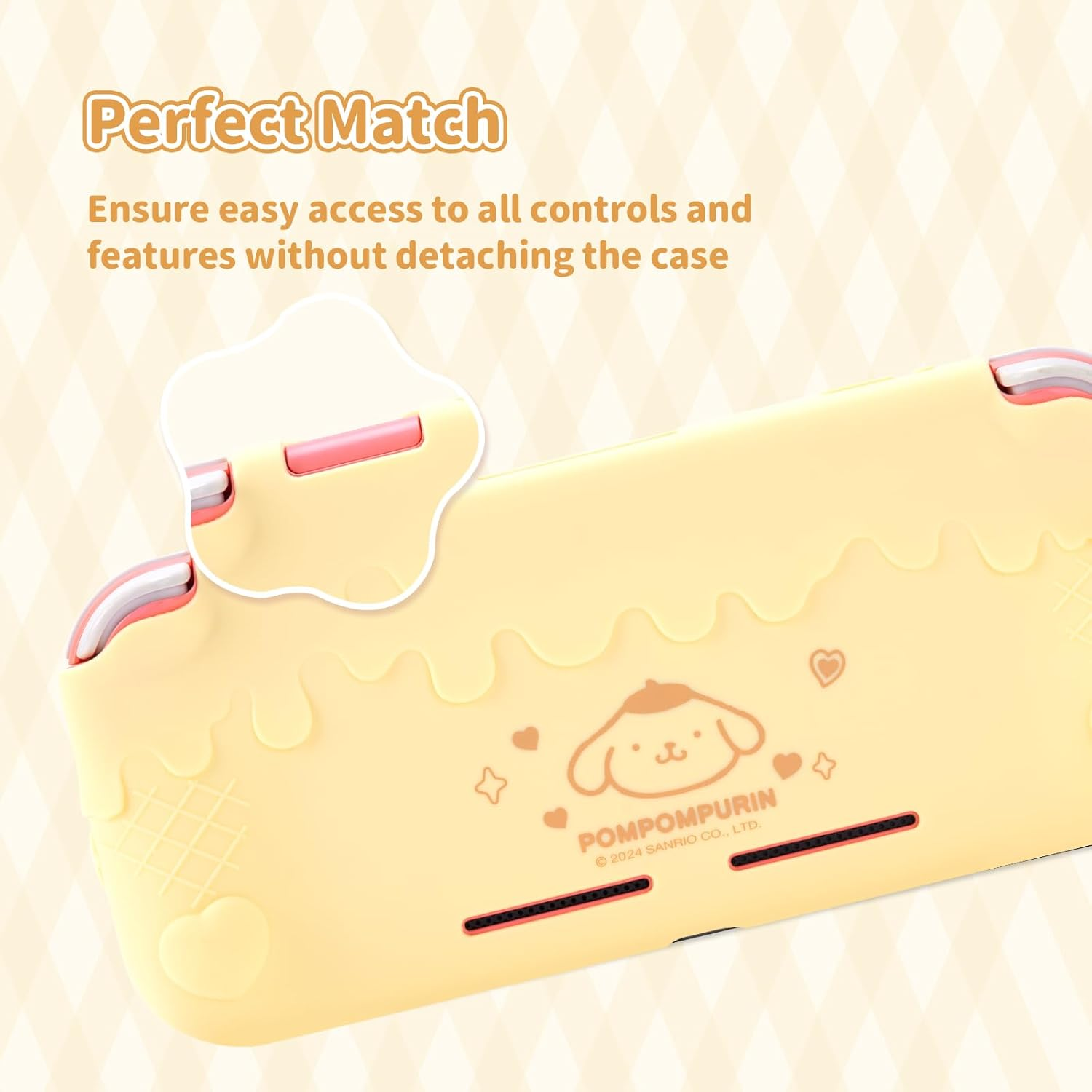 Kuitmor Protective Case for Switch Lite,Kawaii Switch Cover Case,Anti-Scratch Soft Silicone Protective Shell for Switch Lite 2019 with 2 Thumb Grip Caps - BDG image number 4