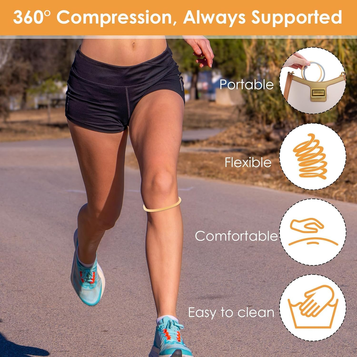 Silicone Patella Ring,4Pcs Knee Rope Loop Basketball Patella Knee Ring,Silicone Patella Ring Elastic Knee Ring,Athletic Fixed Protection Patella Ring,Basketball Patella Tendon Stabilizer Knee Ring - Colorful, Regular image number 3