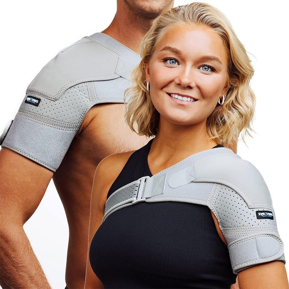 Shoulder Straps for Men and Women,Rotator Cuff Support for Shoulder Tears, Tendonitis, Bursitis and Dislocations - Compression Sleeve for Injury Pain Relief (Gray)