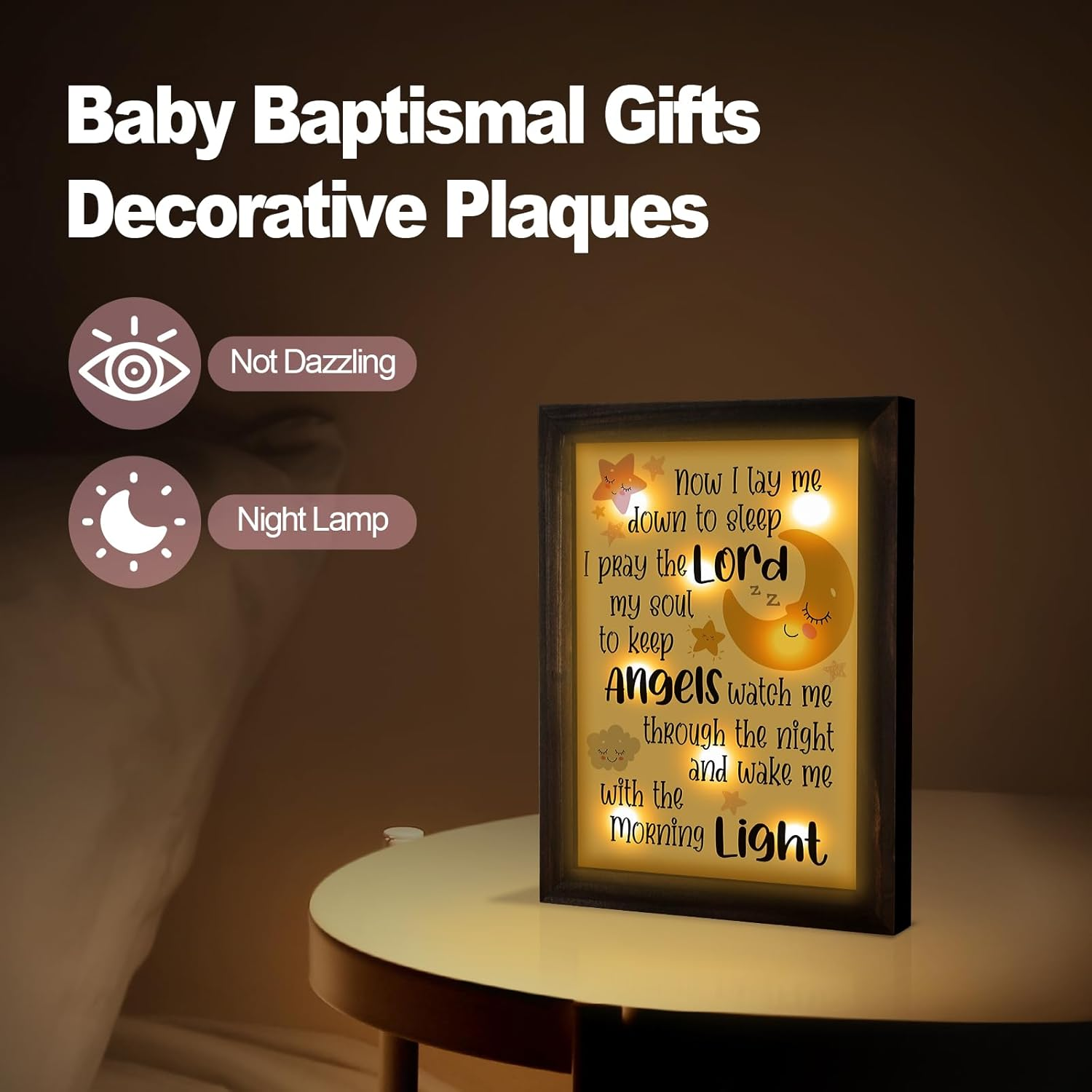 Baptism Gifts for Girl Boy - Baby Baptism Gifts for Girl Boy, Baby Christening Gifts for Girls and Boys, Nursery Decor Night Light - Now I Lay Me down to Sleep image number 6