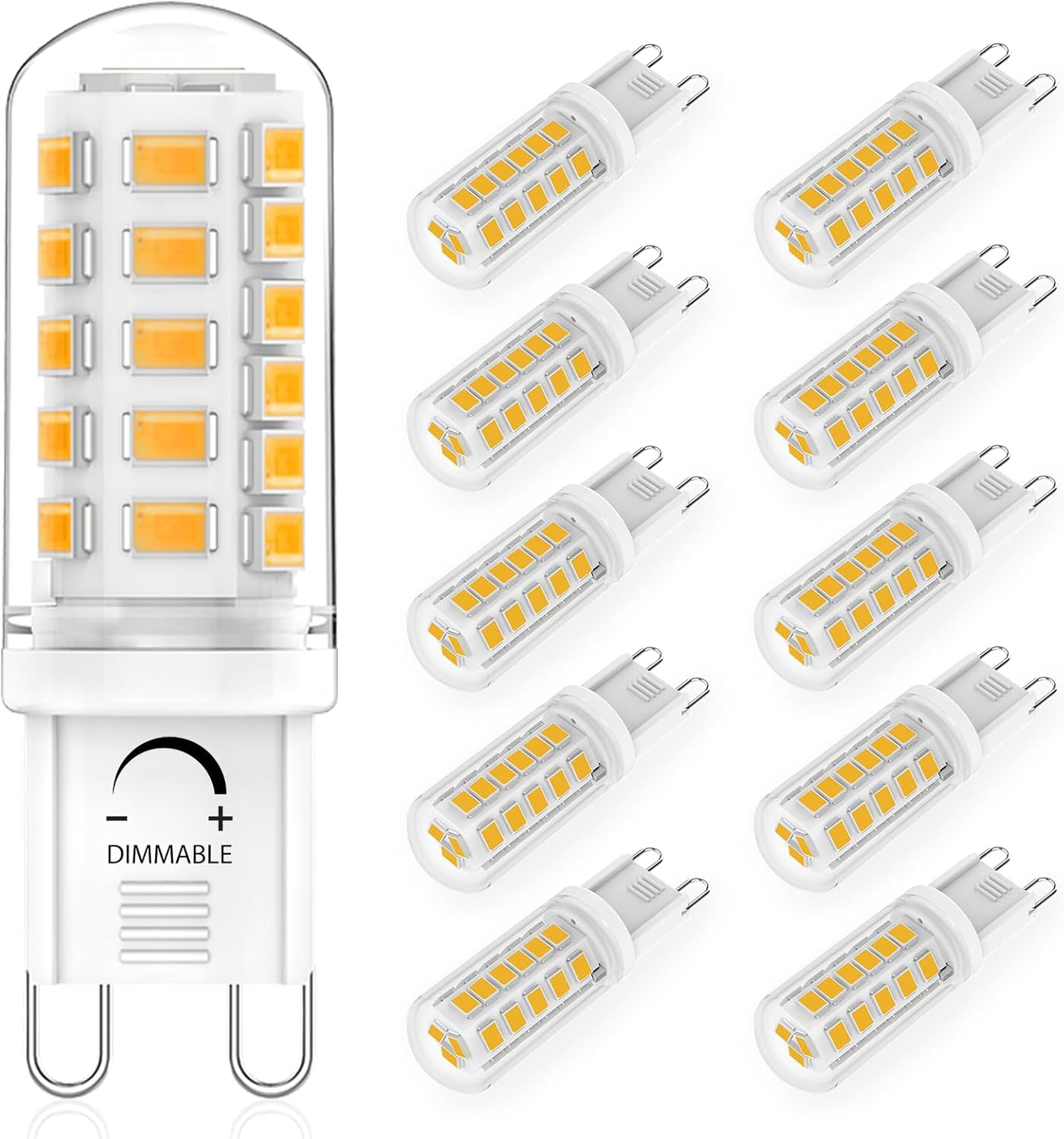 Ruledne G9 LED Bulbs Dimmable Warm White 2700 K, 3 W Replacement for Halogen Lamp 40 W 50 W, G9 LED Light Centre AC 220 V-240 V Mini Bulb, CRI 85+, No Flickering 520 LM, Pack of 10 image number 1