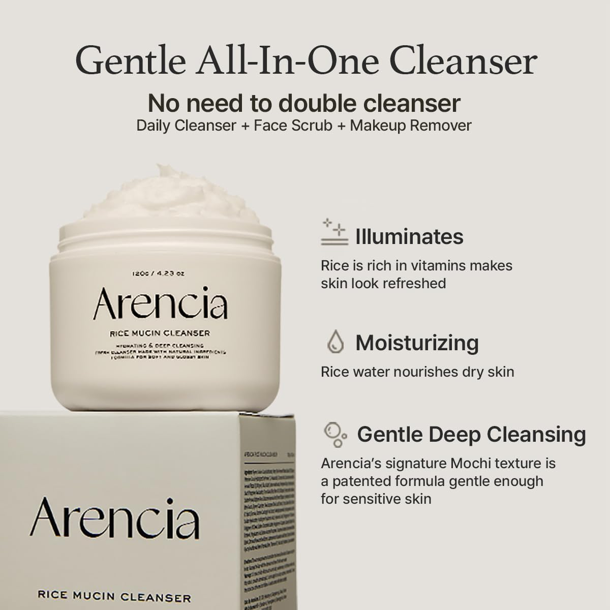 ARENCIA - Rice Mucin Cleanser 120G image number 4