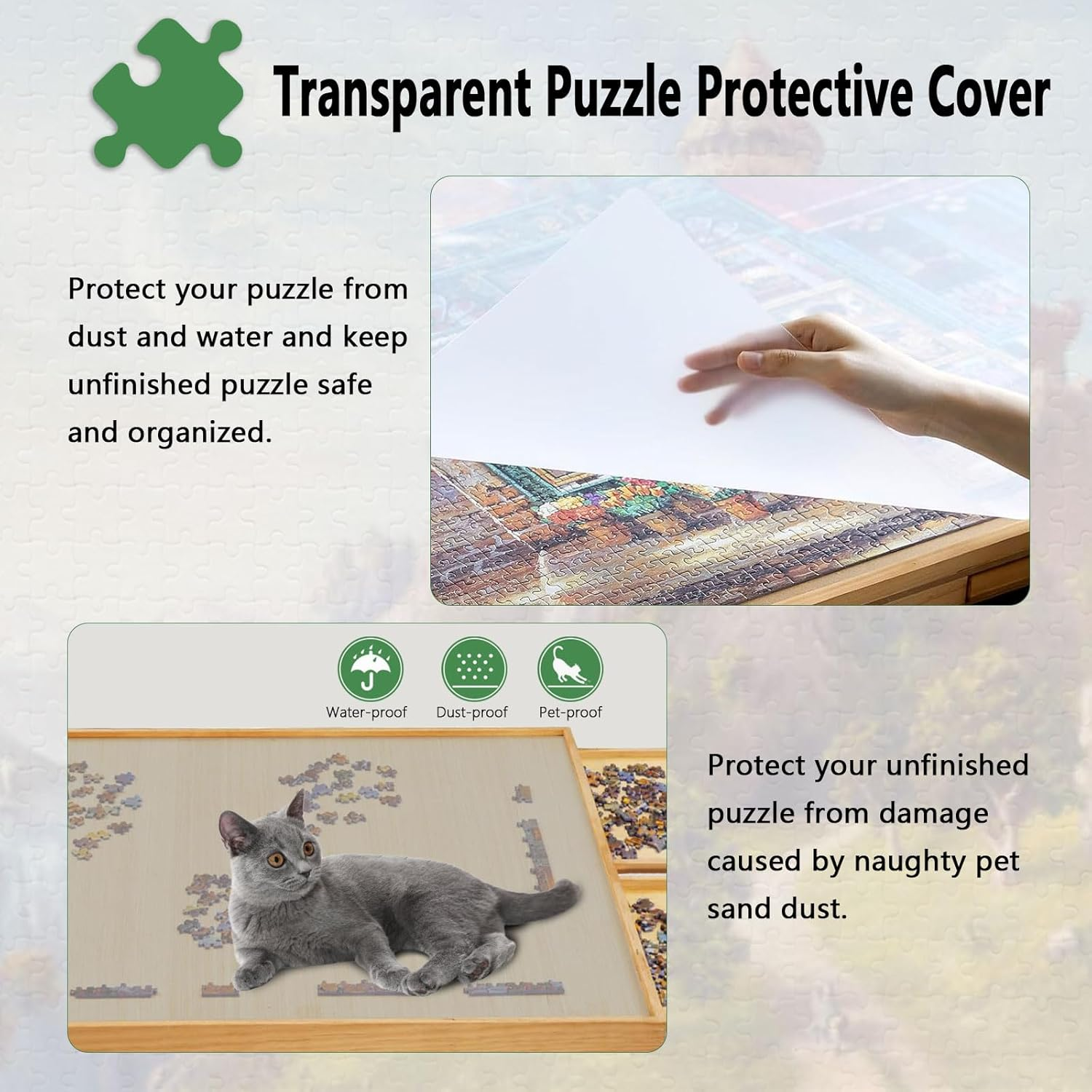 1500 Piece Puzzle Board Game Table Rotating Puzzle Board with Drawers Jigsaw Puzzle Tables for Adults and Kids with Puzzles Cover Bits and Pieces Jigsaw Board Wooden Jigsaw Puzzle Trays for Sorting image number 3