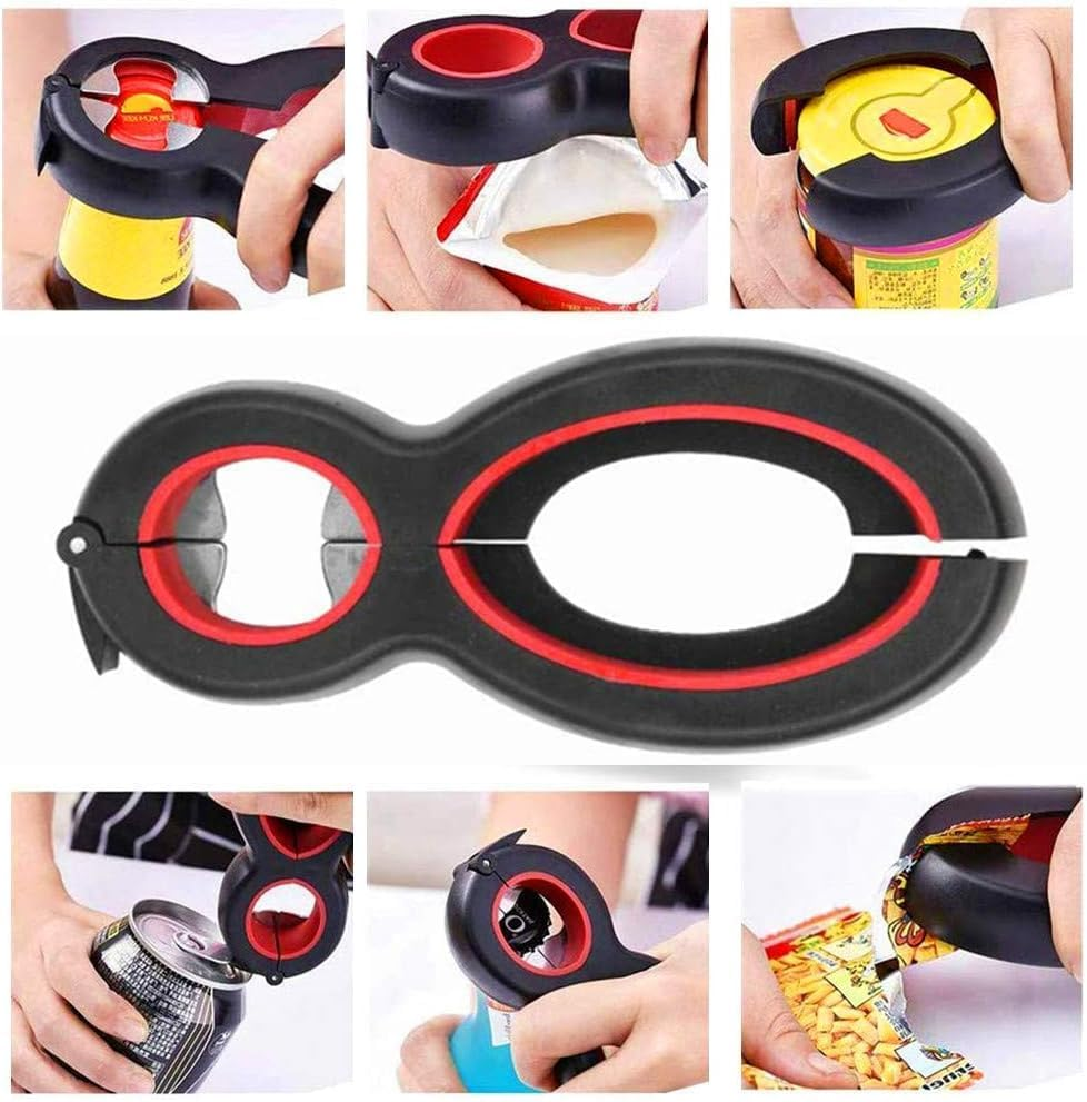 Bliss Gifts & Homewares Bottle Opener I 6 in 1 Multi-Function Non-Slip Jar Can Openers I Portable Stainless Steel Manual I for Kitchen Cooking Restaurant Travel Seniors Patients Women Children image number 4