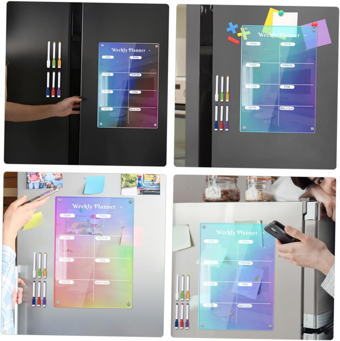 Tofficu Magnetic Labels for Refrigerator Acrylic Weekly Planner for Fridge Daily Planner Magnetic Dry Erase Board image number 5