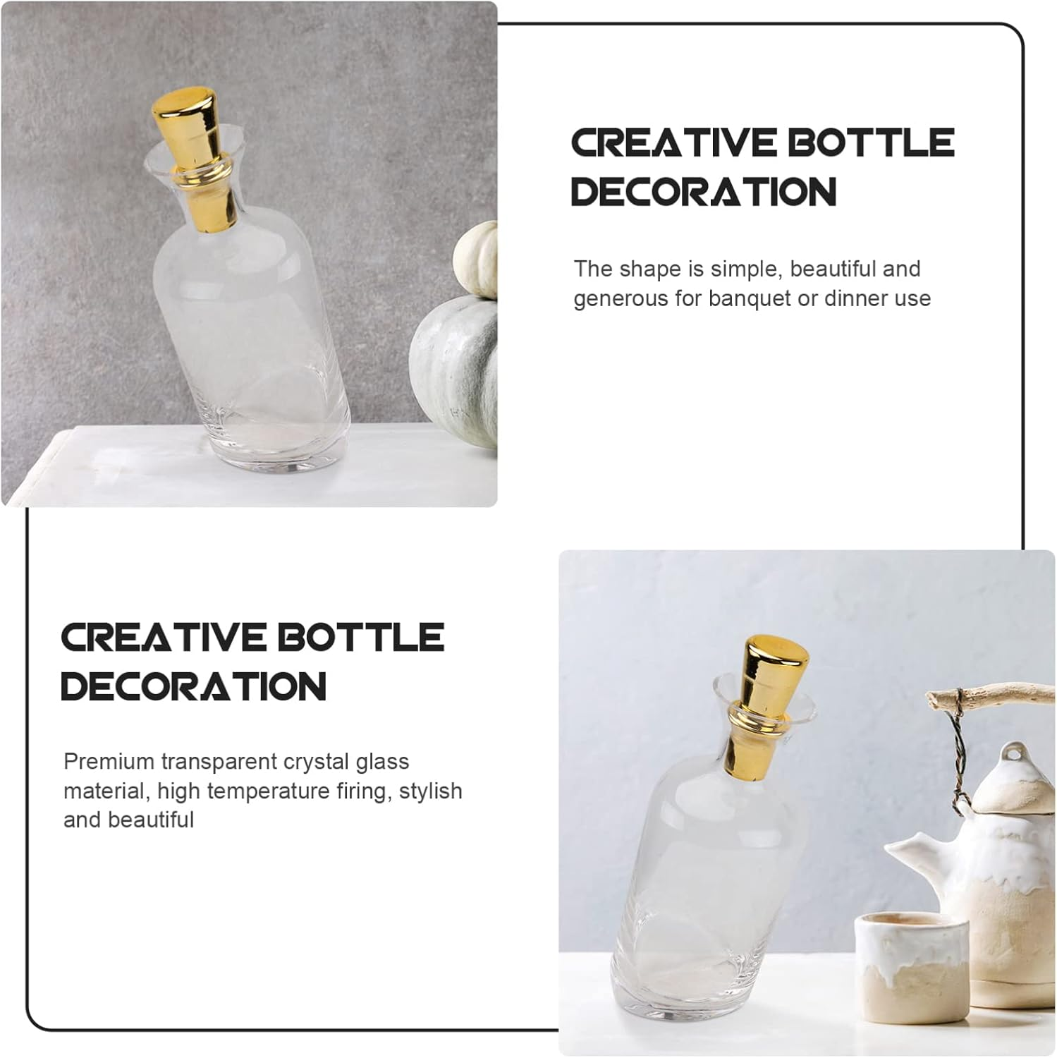 Healifty Crystal Wine Flask Lid Decorative Glass Decanter for Restaurant Bar Home image number 2