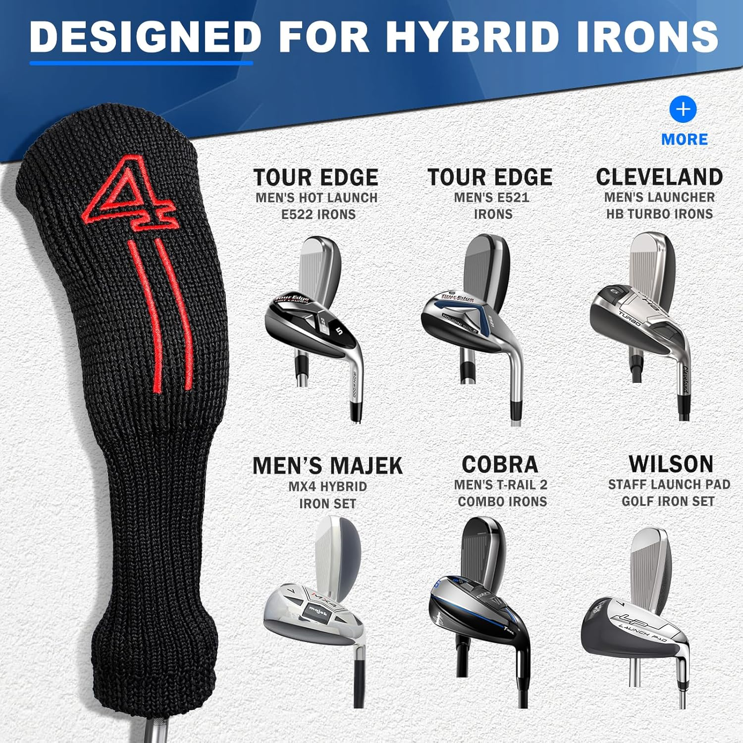 Mytag Golf Hybrid Head Covers, Small Hybrids Driving Iron Headcover, 8Pcs Fits Cobra T Rail, Cleveland Launcher, Wilson Launch Pad, Tour Edge Utility Irons