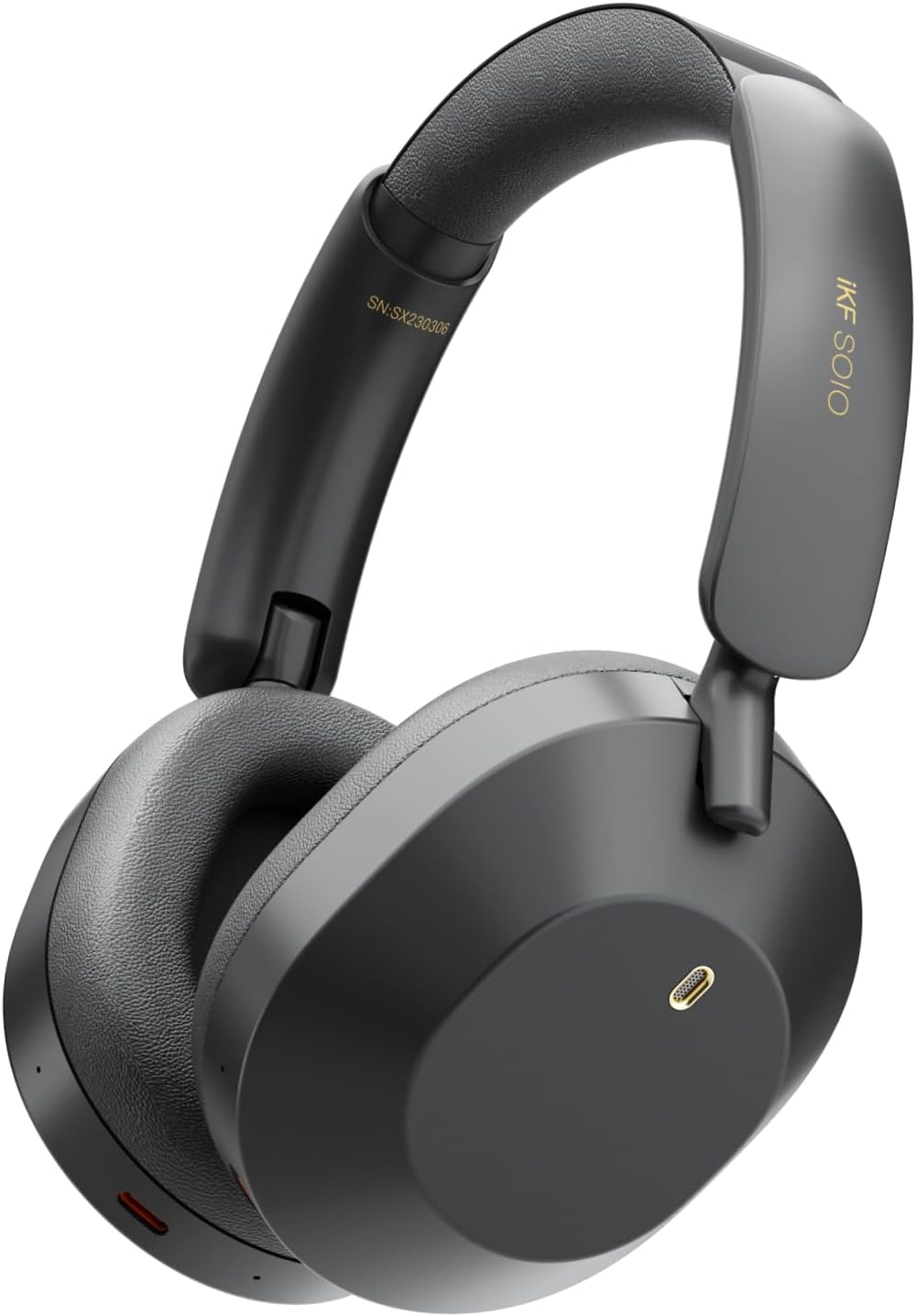 Ikf Solo Wireless over Ear Headphones,Active Noise Cancelling, 40Mm Speakers,130H Playback, Transparency Mode, Foldable, 35Ms Low Latency, USB Audio with External Mic, App Customization (Black) image number 5