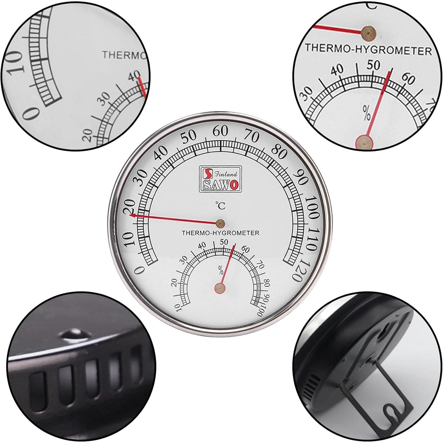 Sauna Thermometer Celsius,2-In-1 Sauna Temperature Humidity Tester - Heat-Resistant Stainless Steel Accessories for Sauna Room, image number 6