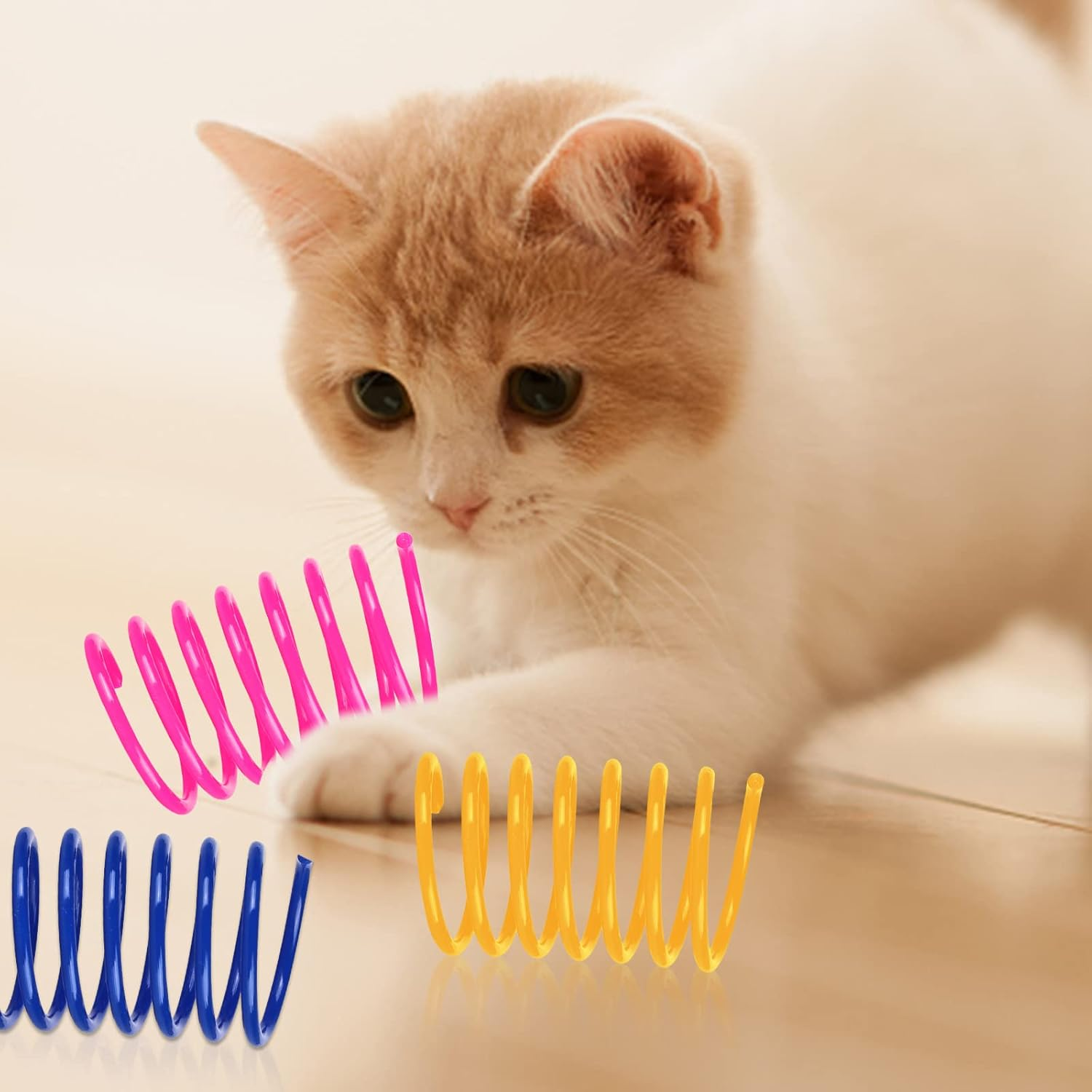 Delamiya Cat Spring Toy, Pack of 100 Cat Toys, Colourful Creative Plastic Spiral Springs for Cats, Interactive Toy for Cat, Novelty Toy for Biting, Hunting image number 5