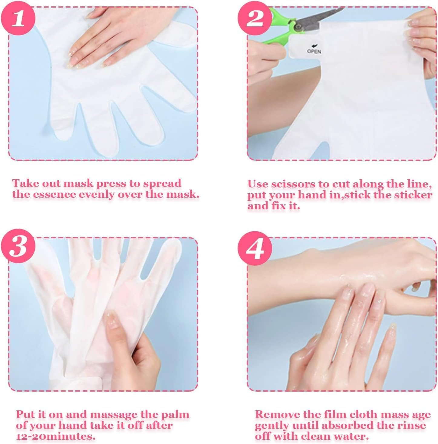 Hydrating Hand & Foot Mask Set | Ultra-Long Moisturizing Overnight Hand Mask + Foot Mask | Deep Repair for Cracked, Rough Skin | Suitable for Dry/Sensitive Skin - Blue image number 6