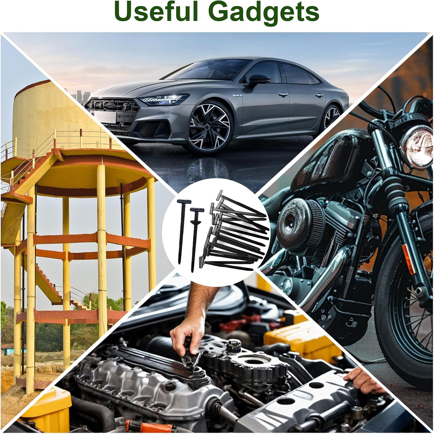 100PCS Nylon Universal Cable Tie Buckle, Zip Ties Heavy Duty with Pin & Button Design, Car Daily Repair, Applicable Toengine Lower Guard Plates, Fender Linings, Fenders, Trunkclips (100) - 200 image number 5