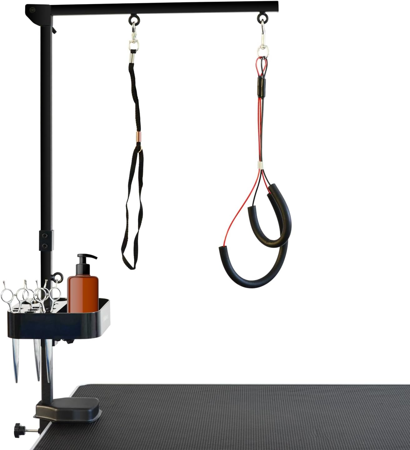 SHELANDY Pet Grooming Arm with Clamp for Large and Small Dogs - 35 Inch Height Adjustable and Free Two No Sit Haunch Holder,Black image number 4