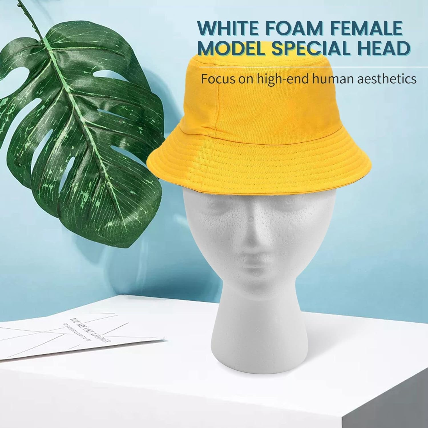 Dropfree 27.5 X 52 Cm Faux Mannequin Head Female Foam (Polystyrene) Exhibitor for Cap, Headphones, Hair Accessories and Wigs Women Mannequin Foam image number 3