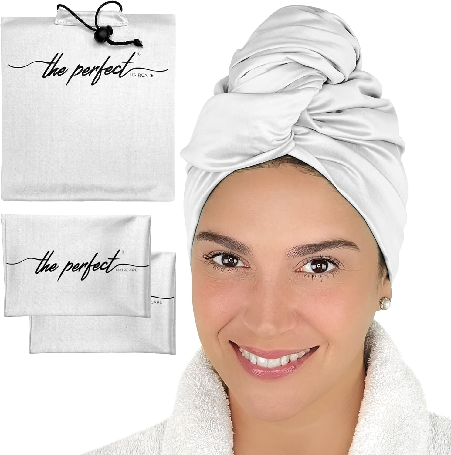 THE PERFECT HAIRCARE Curly Hair Girls Microfiber Plopping Towel Set - Anti-Frizz Silky Smooth Hair Drying Wrap for Women - Super Absorbent Large Hair Towel + 2 Scrunching Towels to Micro Plop image number 4