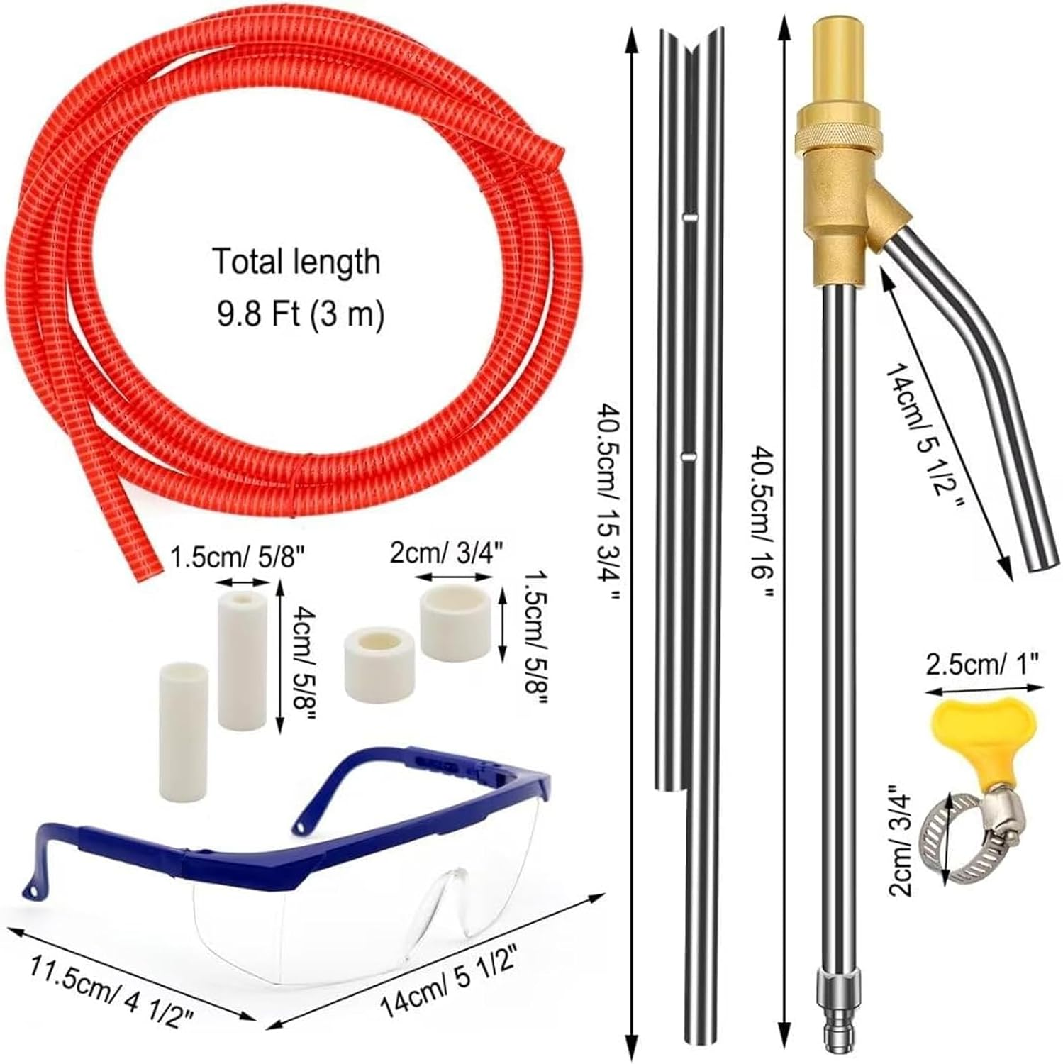 Pressure Washer Sandblasting Kit, Wet Sandblaster Attachment with 5000 PSI High Pressure, 1/4 Inch Quick Connect Sand Blaster Kit, Replacement Nozzles & Protective Glasses for Effective Cleaning image number 2