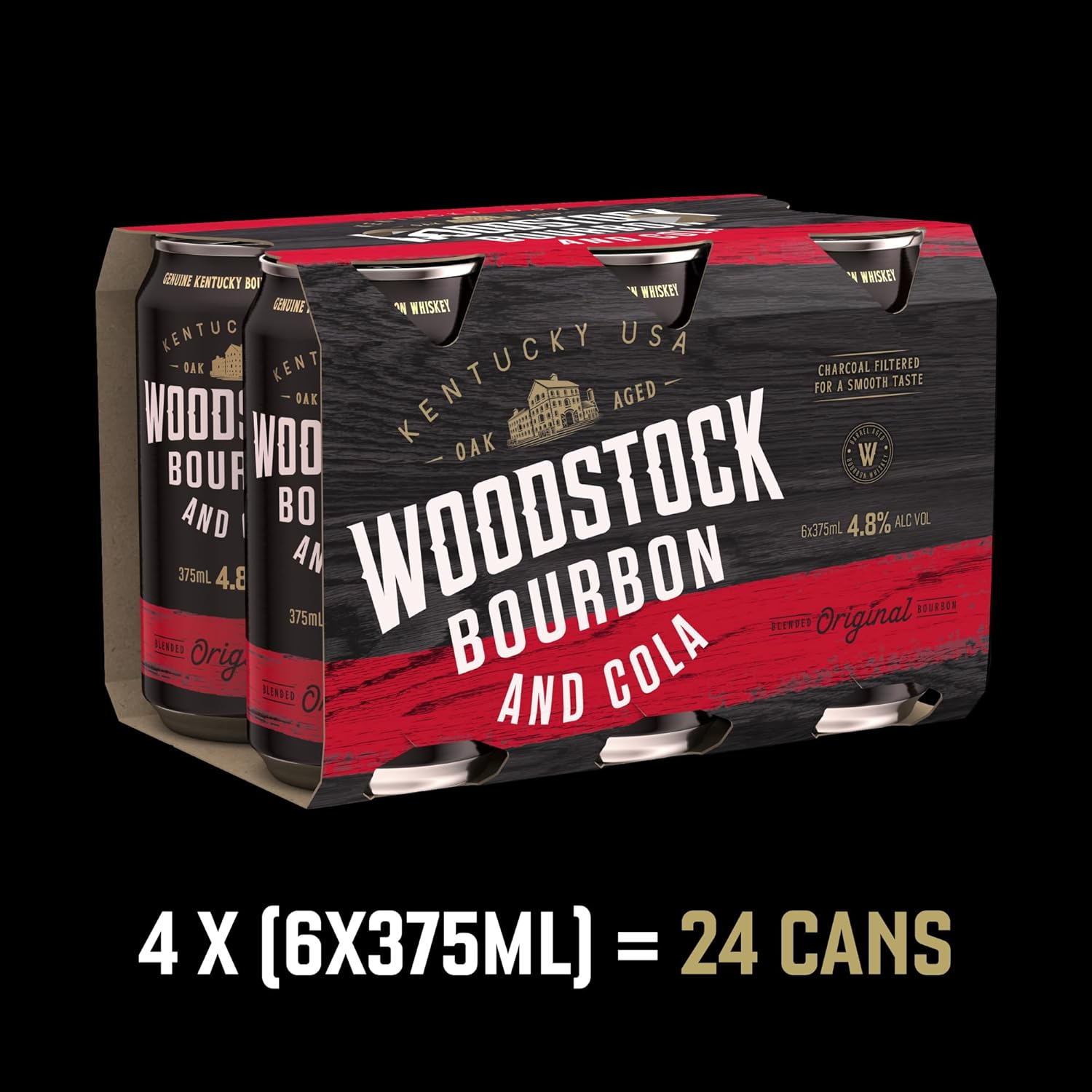 Woodstock Bourbon & Cola, Full-Bodied Mixed Drink, 4.8% ABV, 375Ml (Case of 24 Cans) image number 4