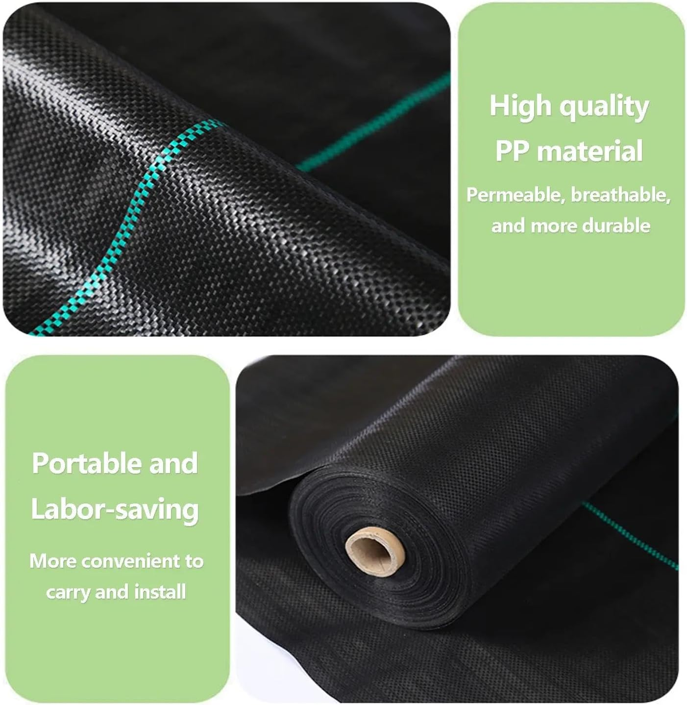 1PCS (2Mx30M) Heavy Duty Weed Barrier Fabric | Woven Weed Control Mat, UV Resistant Landscape Ground Cover for Garden, Pathways, Driveways | Breathable & Durable Weed Mat image number 2