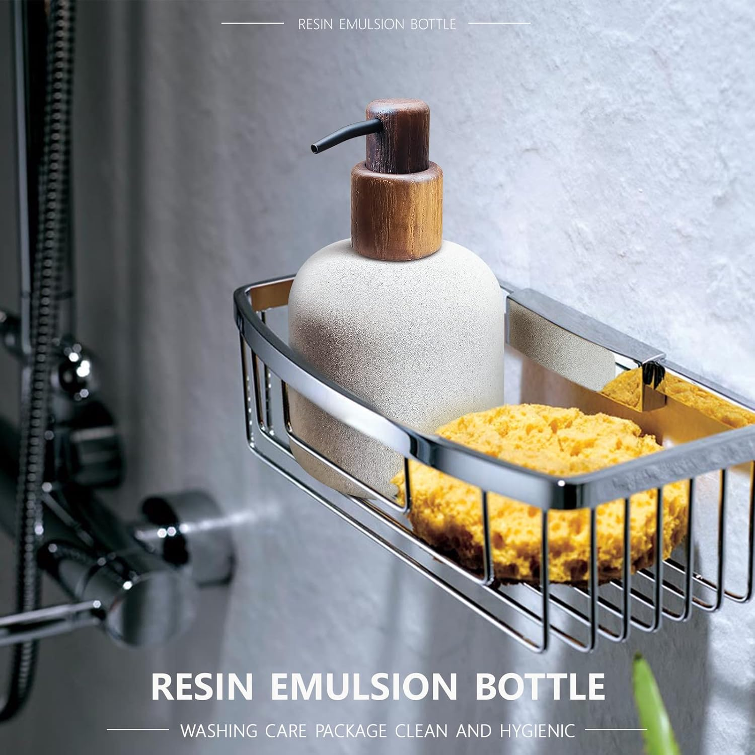 Asashizen 250Ml Japanese Style Resin Soap Bottle Dispenser Bathroom, Easy to Fill Washing up for Kitchen Sink, Refillable Shampoo and Conditioner Liquid Dispenser Bottles with Wooden Pump image number 6