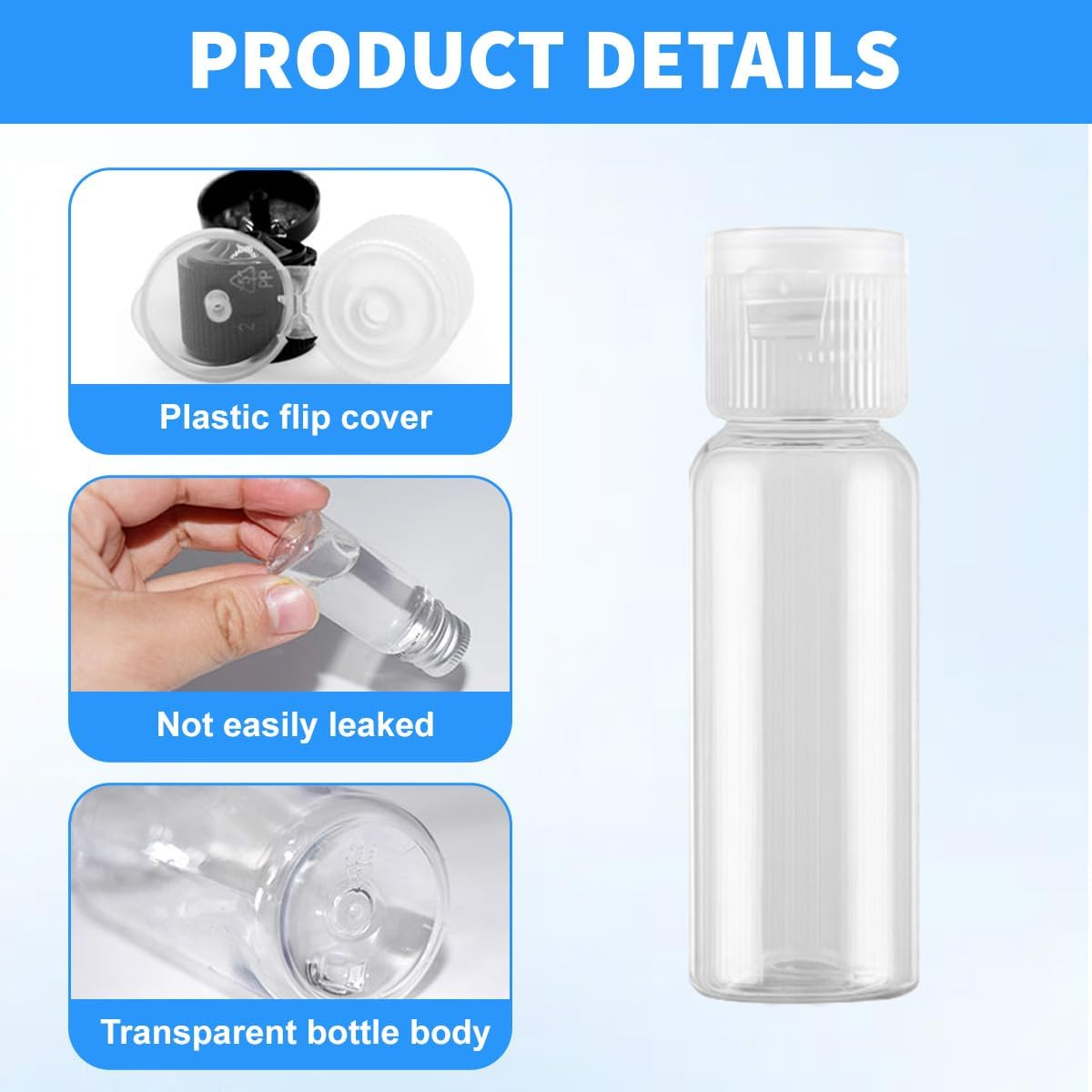 OHEETU 12Pcs 20Ml/0.7Oz Empty Clear Plastic Squeeze Bottles with Transparent Flip Cap Travel Sample Shampoo Shower Gel Lotion Cosmetic Storage Containers Vials image number 2