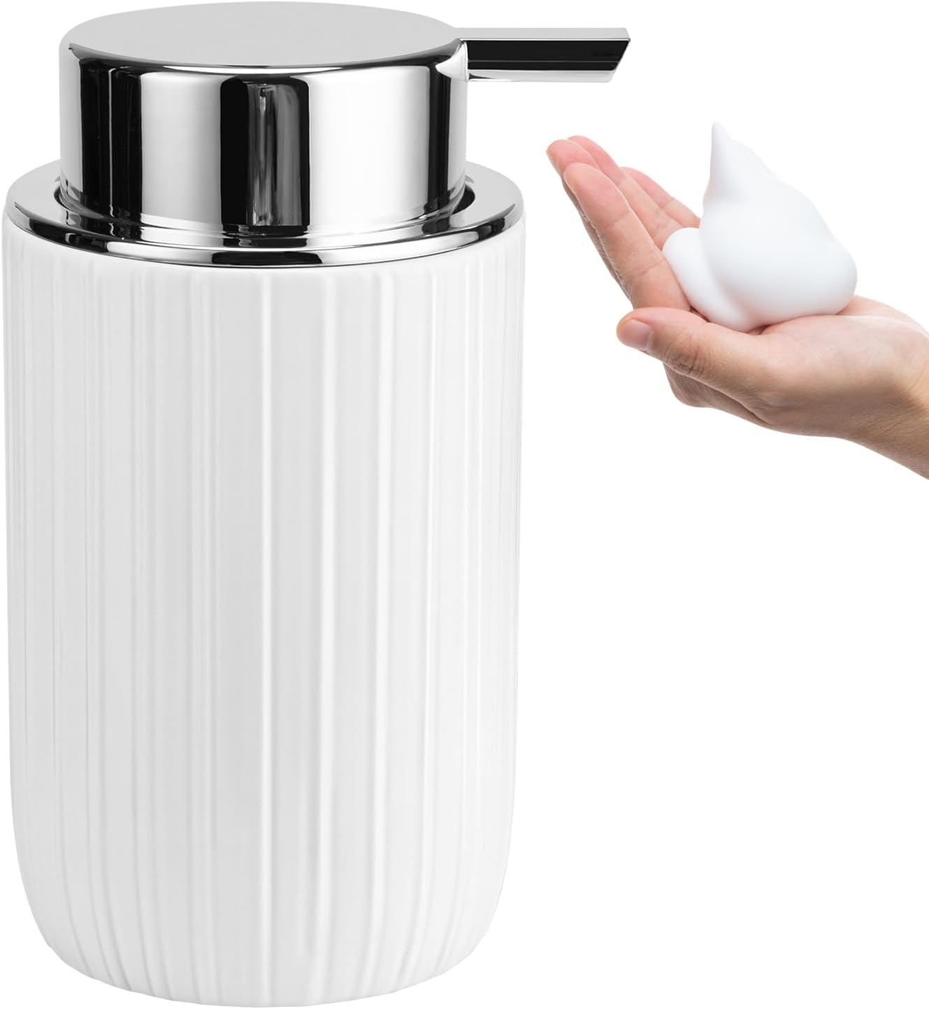 Soap Liquid Dispenser Ceramic with Easy-To-Press Pump Hand Liquid Dispenser (Can'T Foam) for Shampoo Bathroom Countertop 13.5 Oz