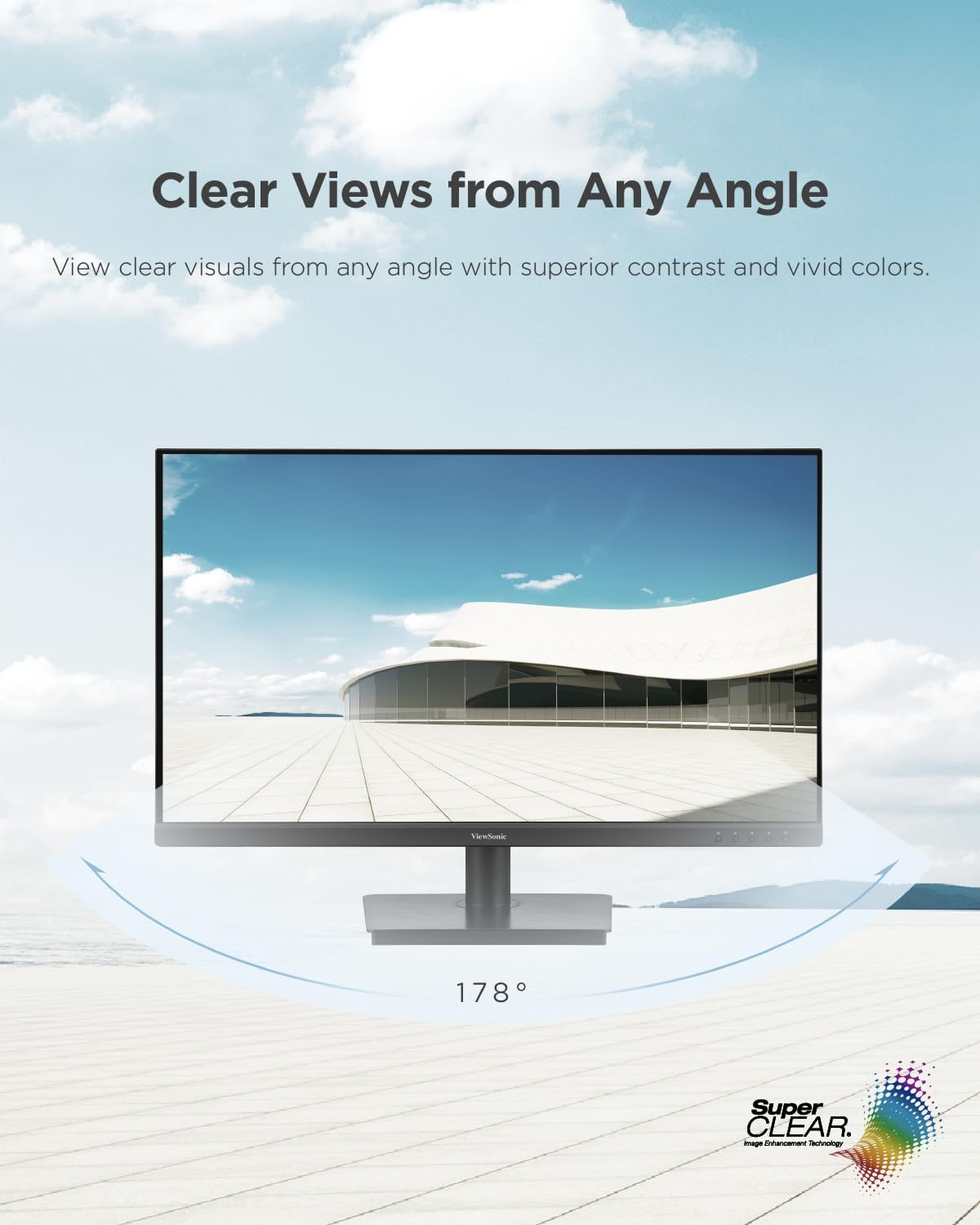 Viewsonic VA3208-4K-MHD 32 Inch 4K Monitor with Built-In Speakers, HDR10, UHD 3840X 2160, Eye Protech, Superclear VA Panel, HDMI and Displayport