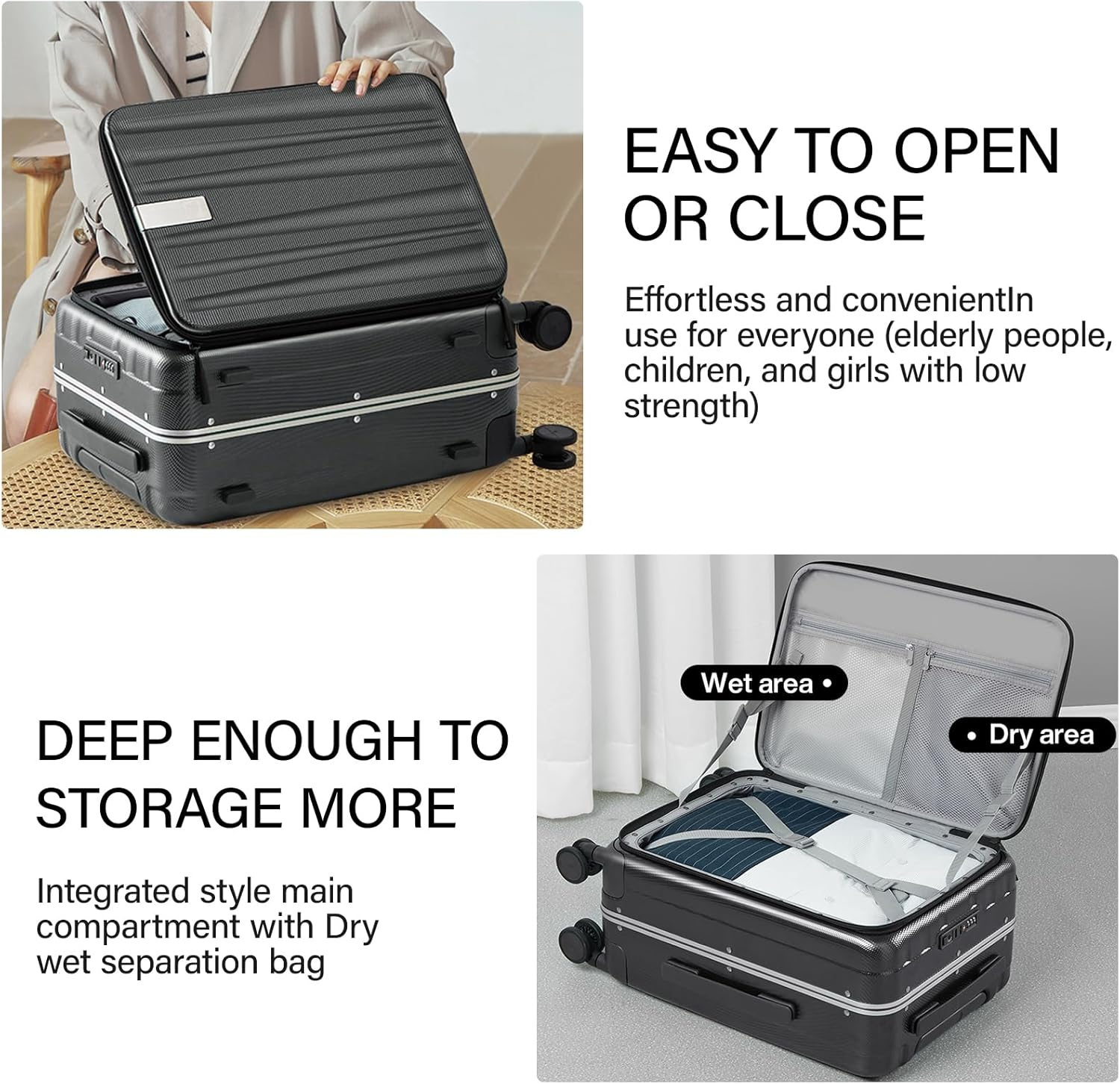 Hanke Cabin Suitcase Front Opening, Black, Front Opening 20-Inch, Hand Luggage image number 1